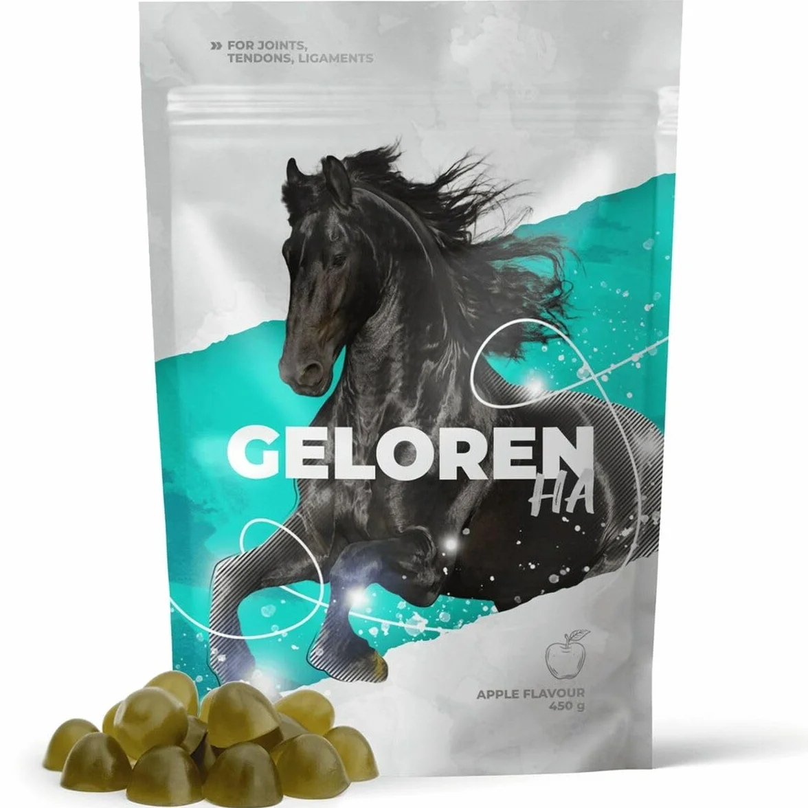 Additifs pour Chevaux Articulations HA - Acide Hyaluronique - Cubes de Gelée Naturelle Pomme 450g