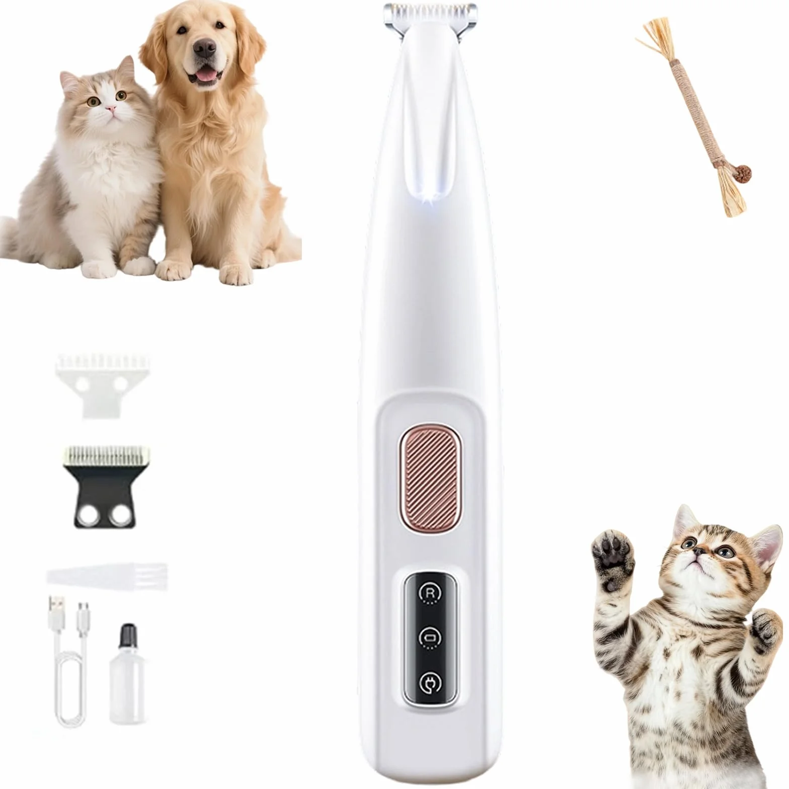 Tondeuse De Précision Pour Chat Silencieuse Étanche Rechargeable Avec LED