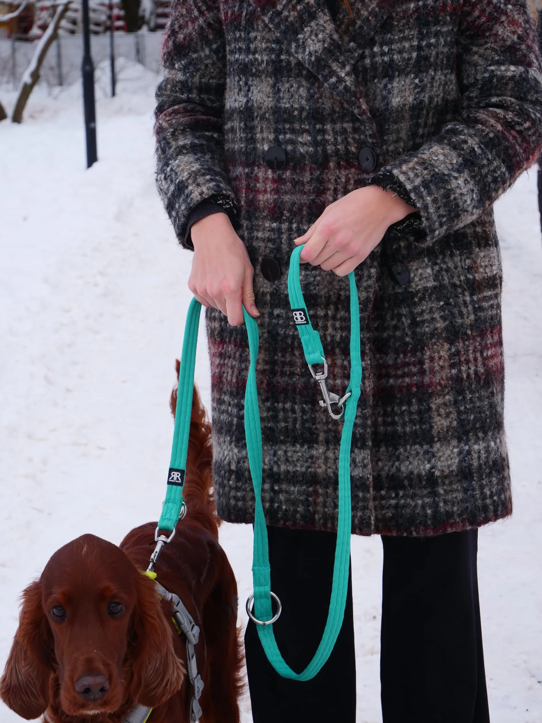 BullyBillows Laisse multifonction à double extrémité pour chien - Longueur moyenne ou longue - Kaki
