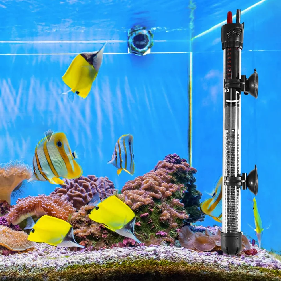 Chauffage d'aquarium 300W 300 L, Tige chauffante pour Aquarium à température réglable avec ventouses, Tige chauffante pour Aquarium avec 3 Autocollants thermomètre