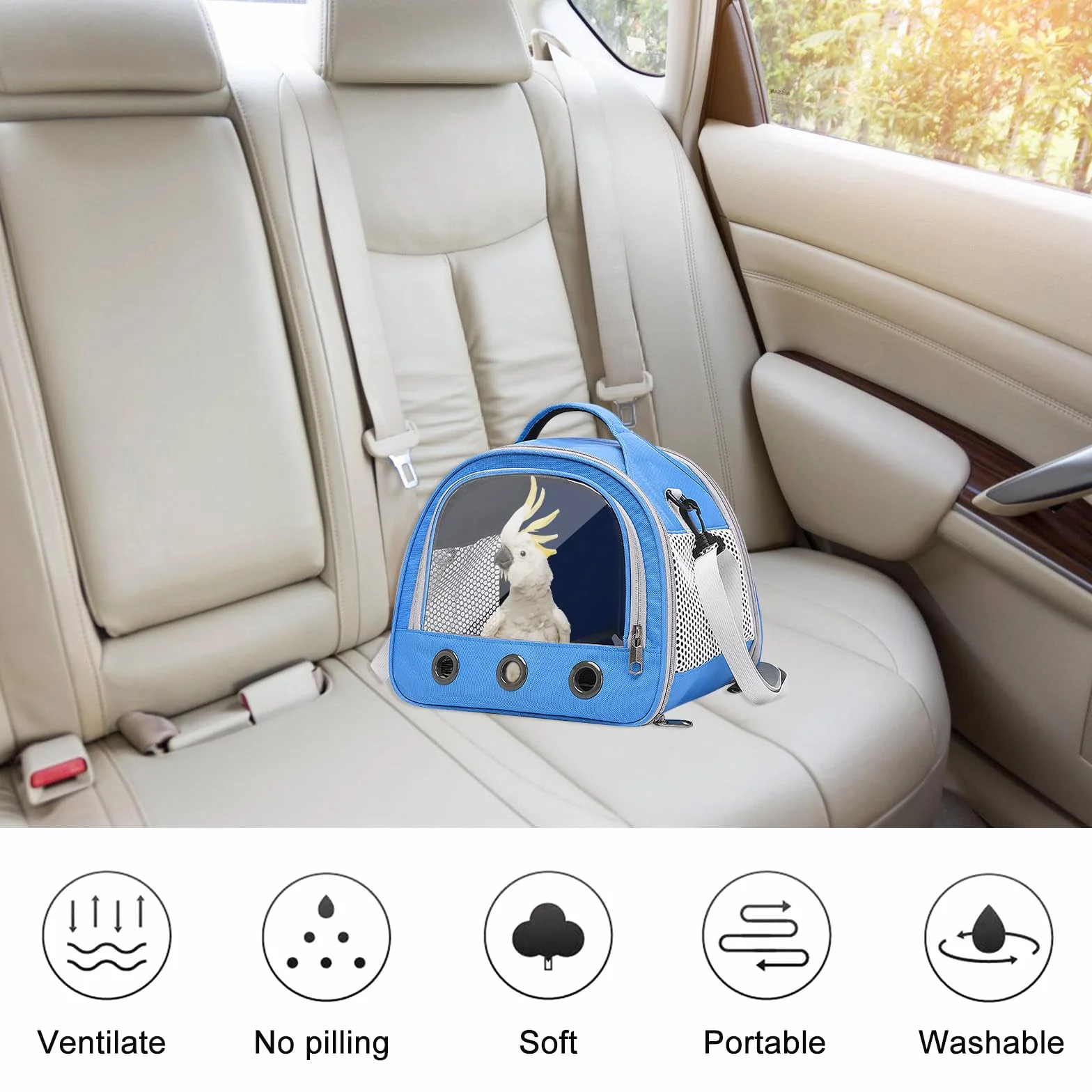Sac de Transport pour Petits Animaux, Sac Voyage Chat Pliable, Cage Transport Lapin, Bleu