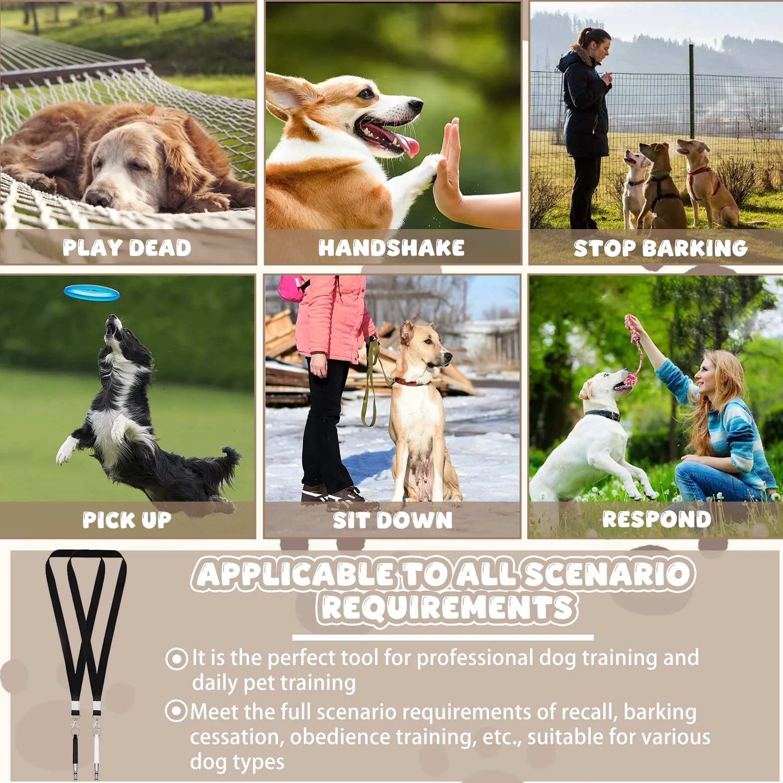 Sifflets pour Chien avec Clicker Ultrason Anti Aboiement Dressage Chien avec Lanière