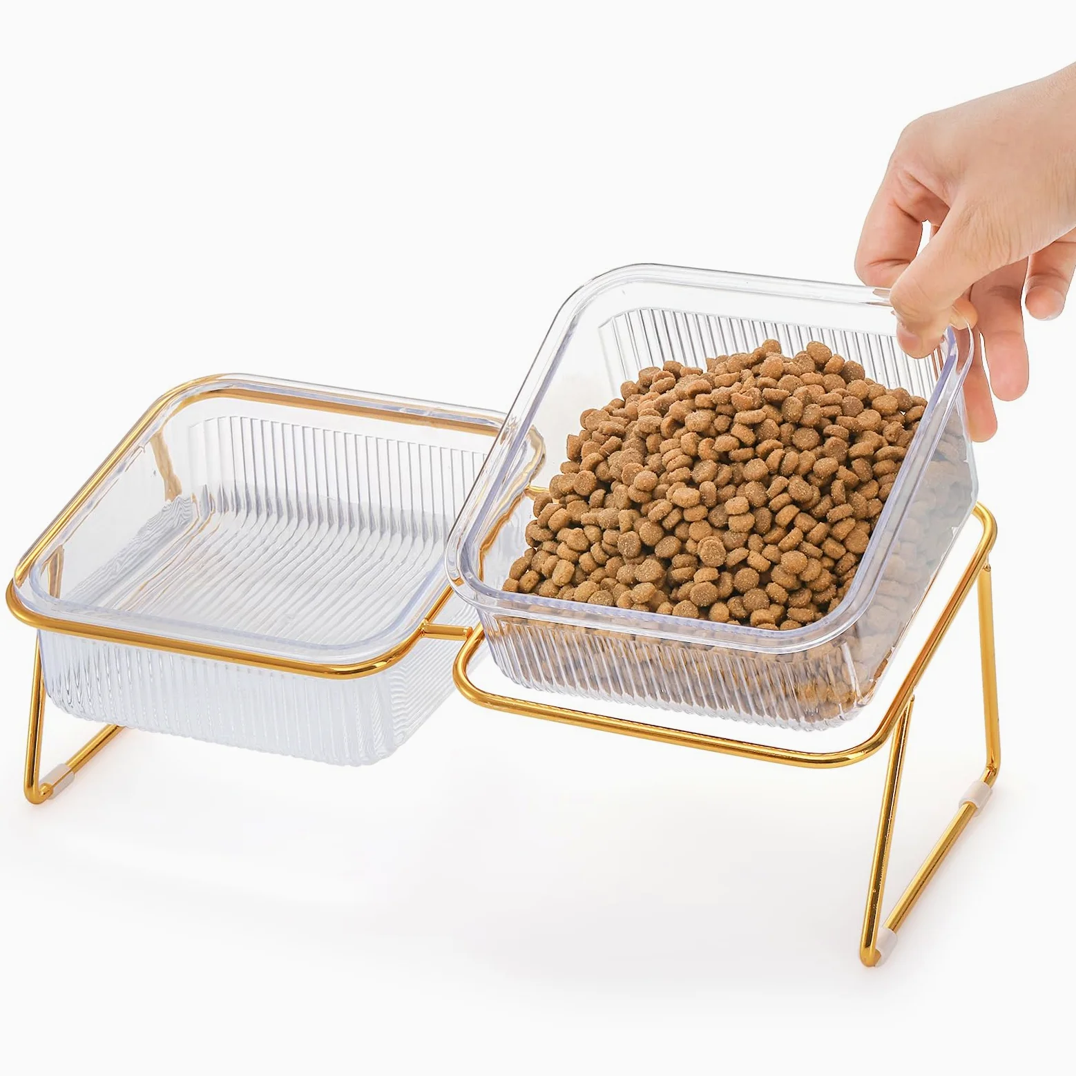 Ensemble de gamelles surélevées pour chats – 15 bols surélevés inclinés avec support en fer, plats anti-vomissements pour chats d'intérieur et chiots – 708,7 g