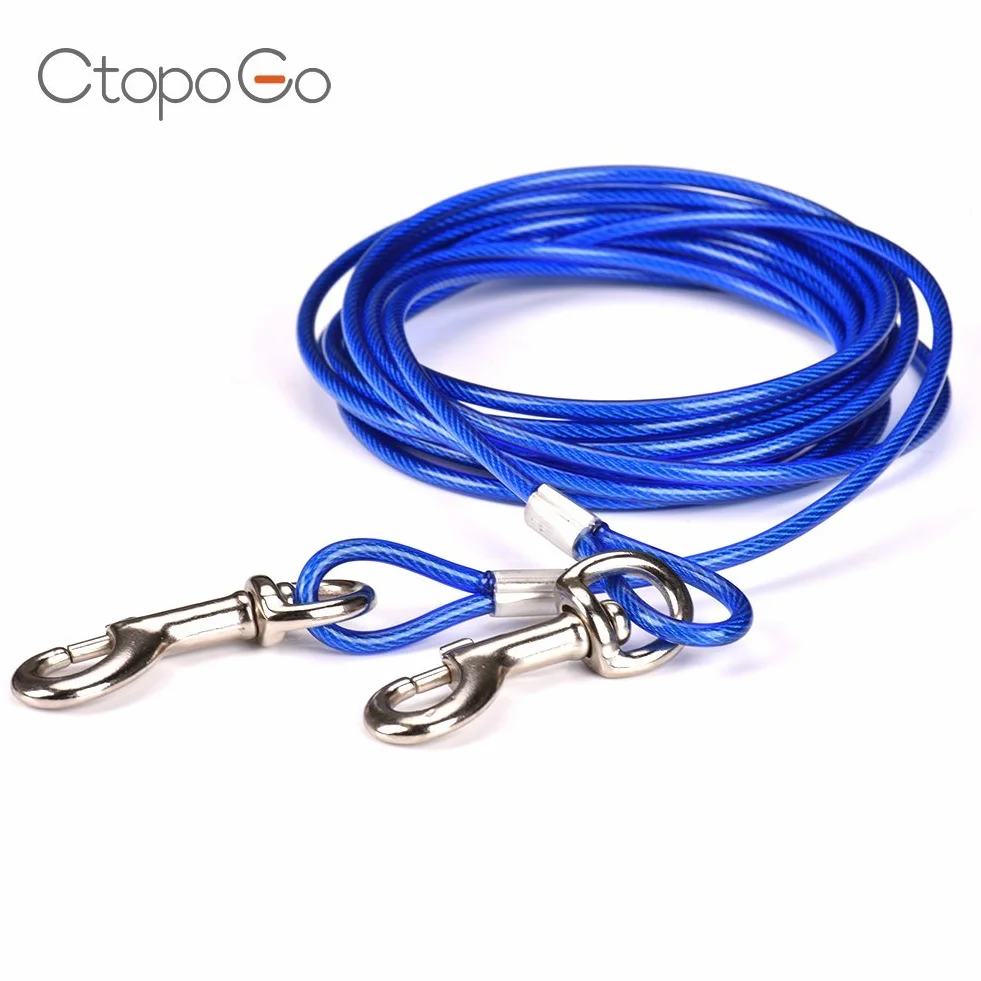 Câble d'attache pour chiens 5m Bleu pour petit moyen taille