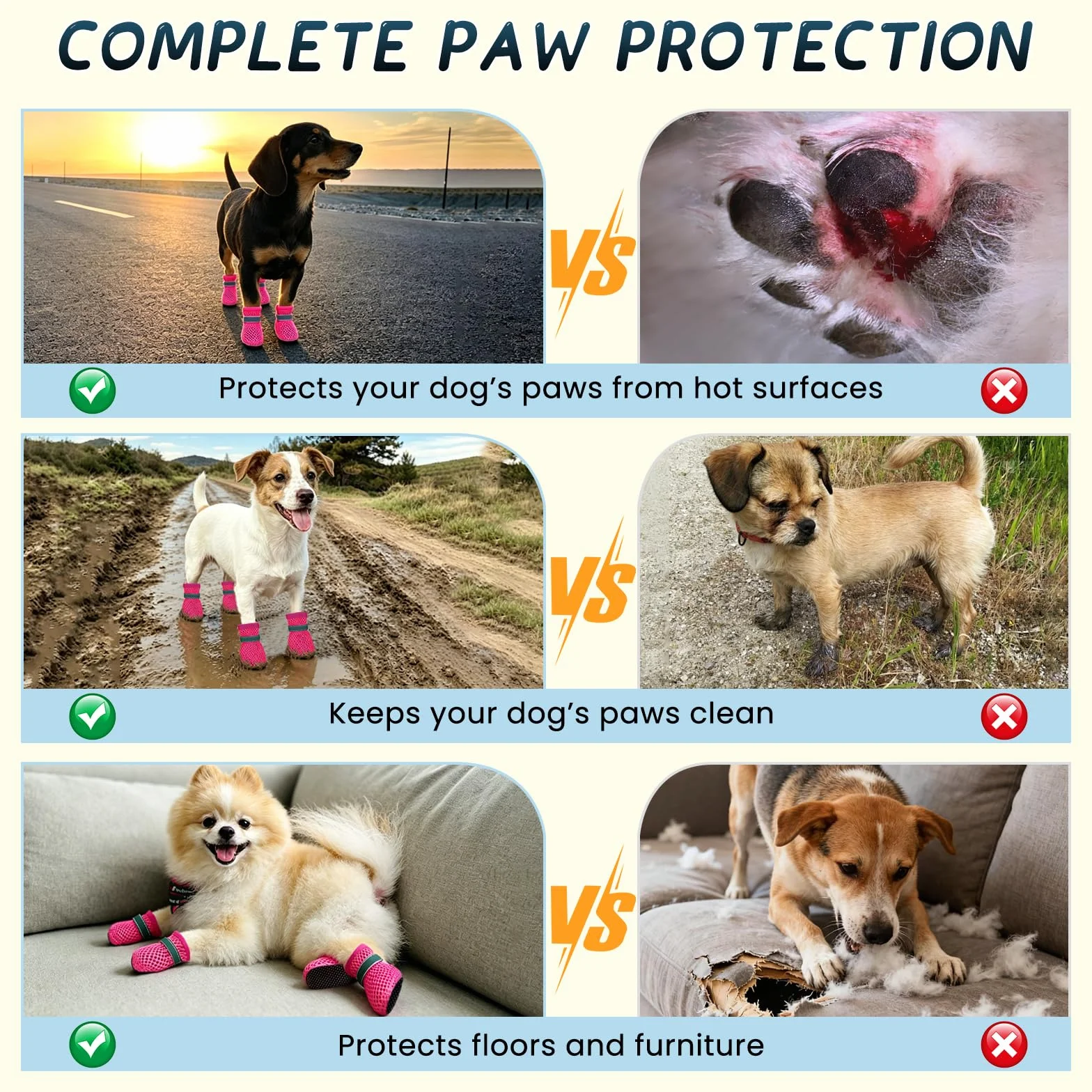 Chaussures d'Été pour Petits Chiens 4 Pièces en Maille Respirantes Antidérapantes Extérieur Protection Pattes Brûlures