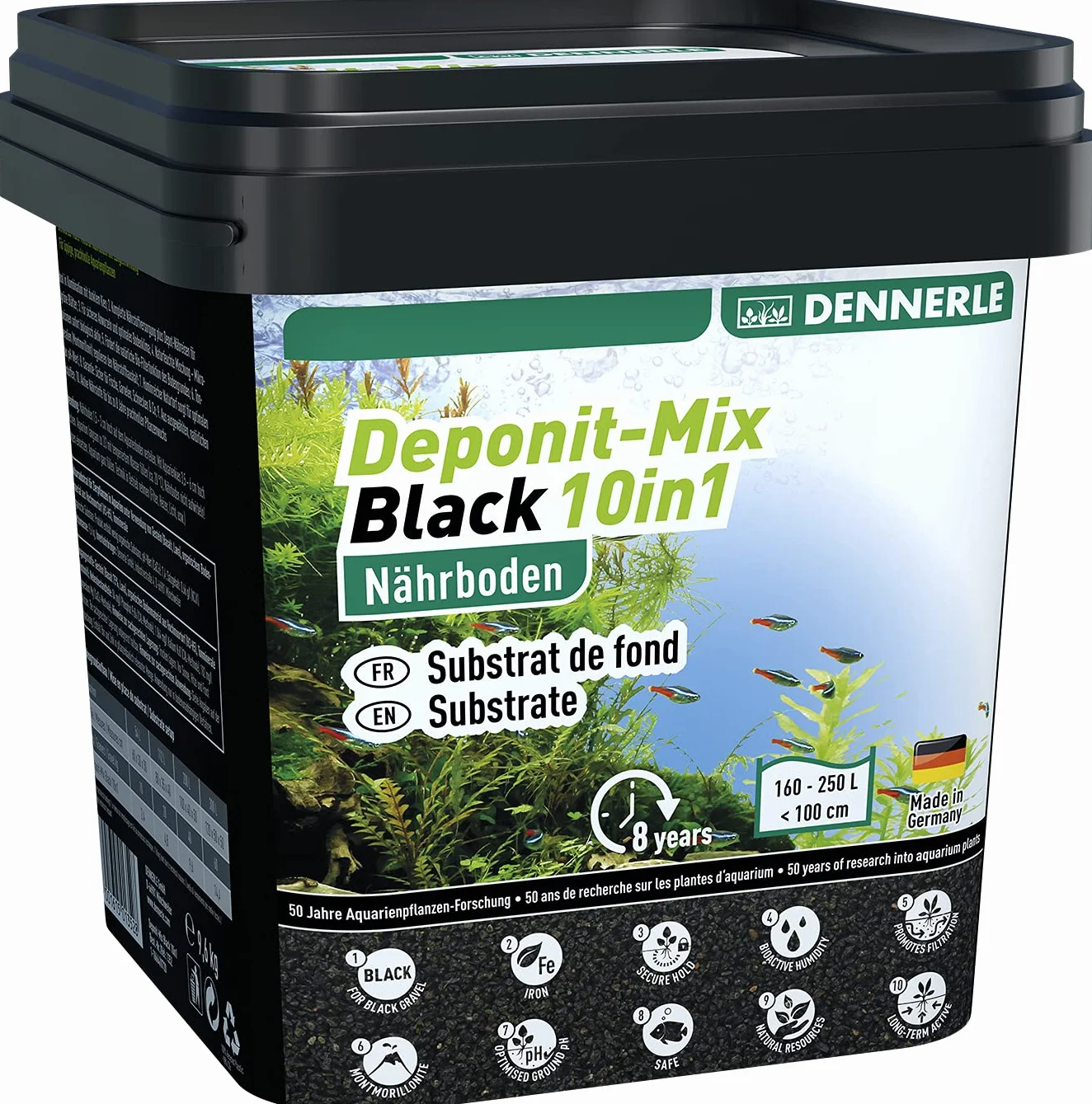 Dennerle Deponit-Mix Black 10in1 Noir 9,6 kg - Milieu de Culture multiminéral pour Aquariums