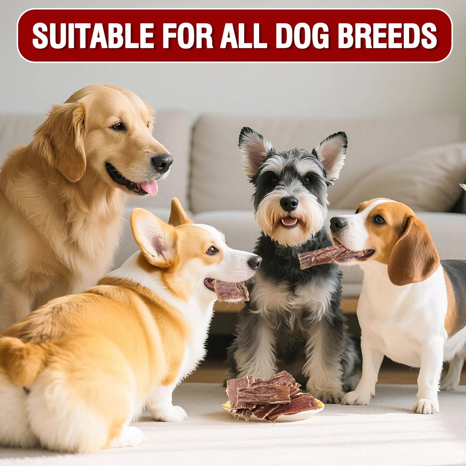 Friandises pour Chiens à Base d'Œsophage de Bœuf, Naturelles, Riches en Protéines, 80G