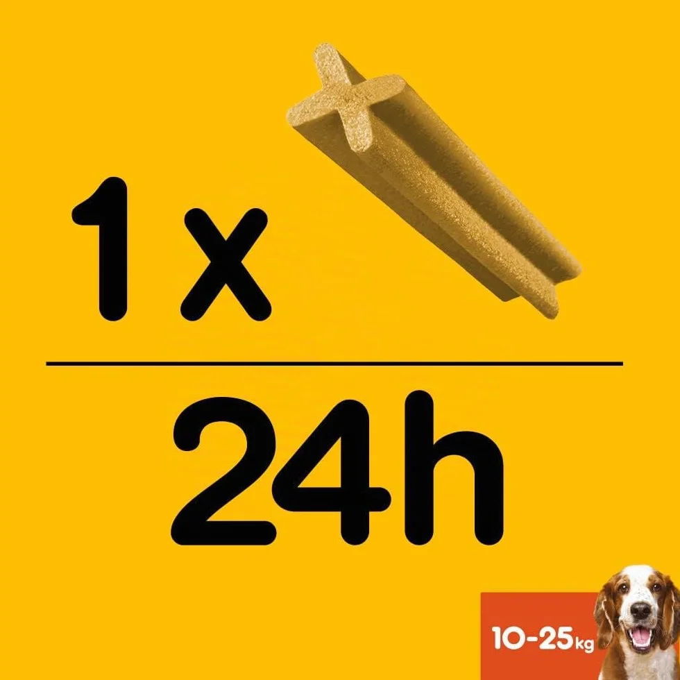 PEDIGREE DENTASTIX Bâtonnets Dentaires pour Chien Moyen 10-25kg - Lot de 56 Friandises - Hygiène Bucco-dentaire
