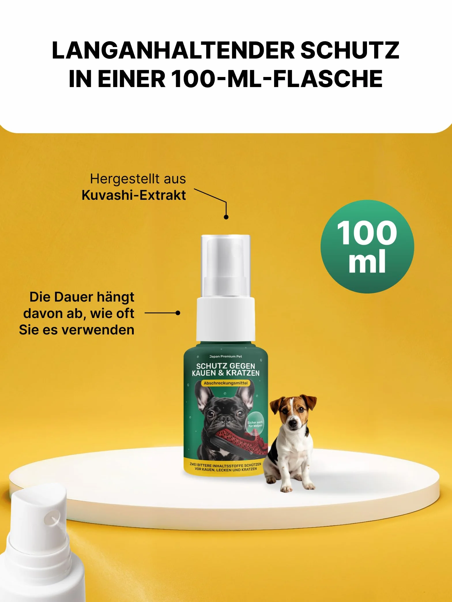 Spray Correcteur de Comportement pour Chien | Spray Répulsif Anti-Mordillage | Spray d'Éducation Naturel Amer Sans Alcool 100 ml