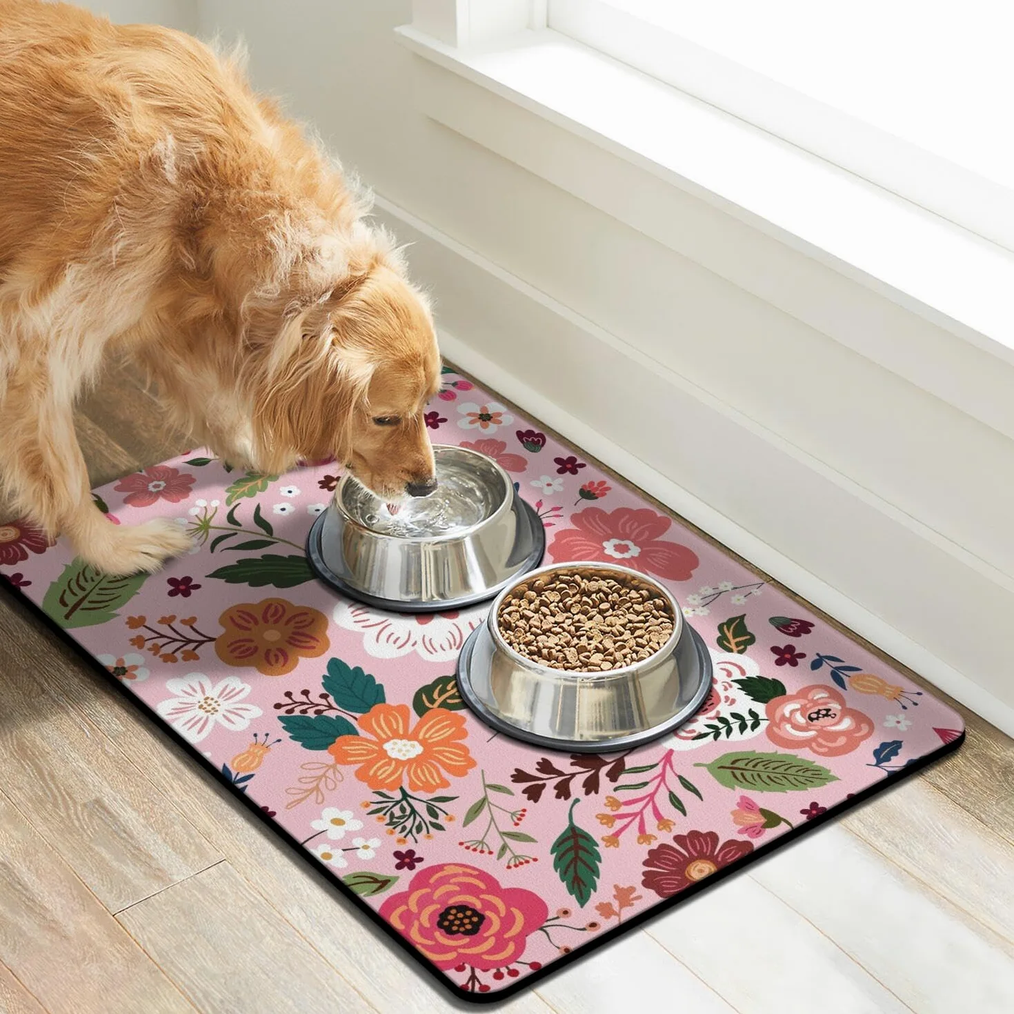 Tapis de nourriture pour chien pour sols, tapis absorbant pour gamelle pour chien pour distributeur de nourriture et d'eau, tapis de nourriture à séchage rapide pour chat