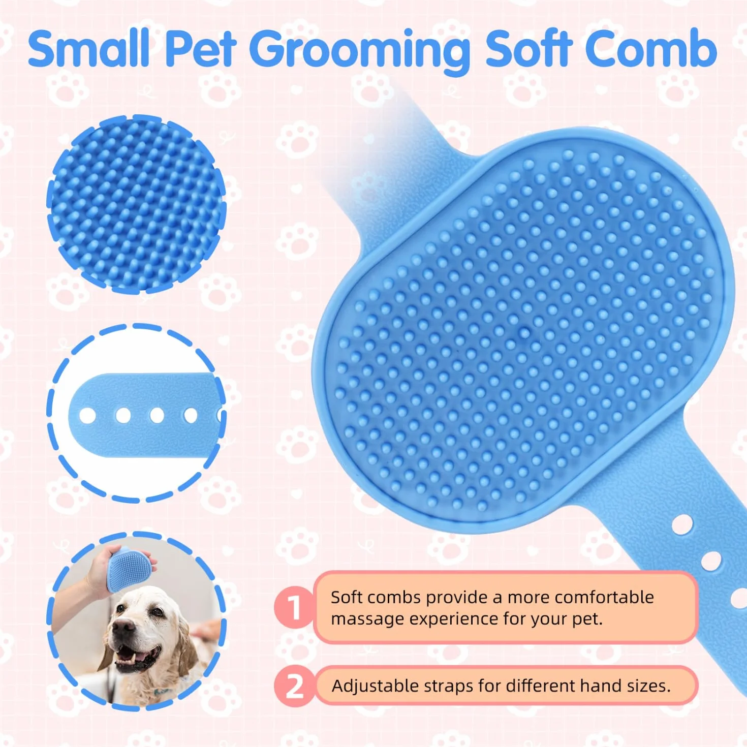 Nobleza Kit de Toilettage pour Petits Animaux 6 Pièces Brosse à Raclette Gant de Bain Peigne Hamster Bleu