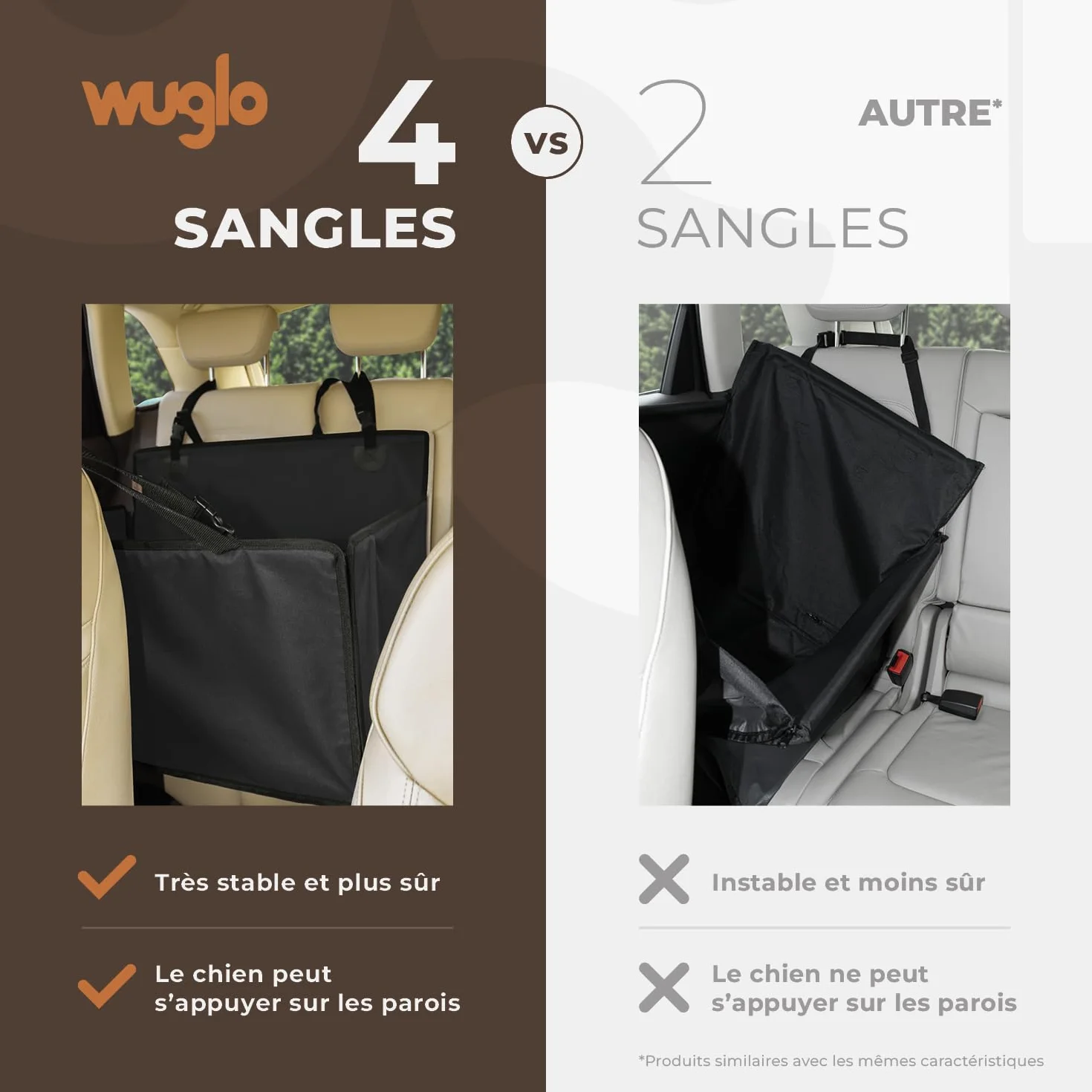 Siège Auto Chien Extra Stable et Waterproof – Siège de Voiture Renforcé avec 4 Sangles de Fixation – Jusqu’à 26 kg pour Chiens de Grande Taille