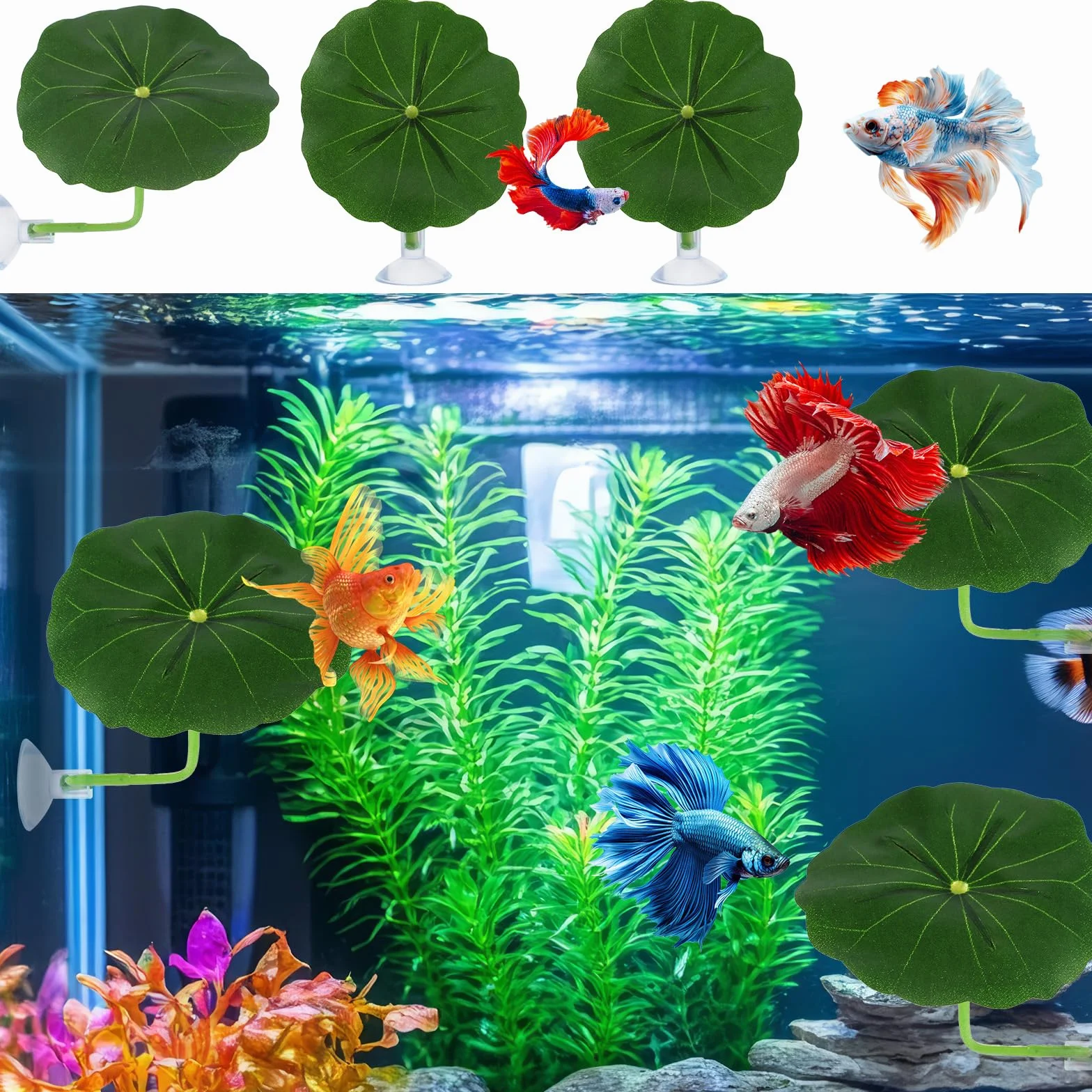 Xinjoduz Hamac en plastique pour aquarium poisson betta, coussin feuille décoration aquarium