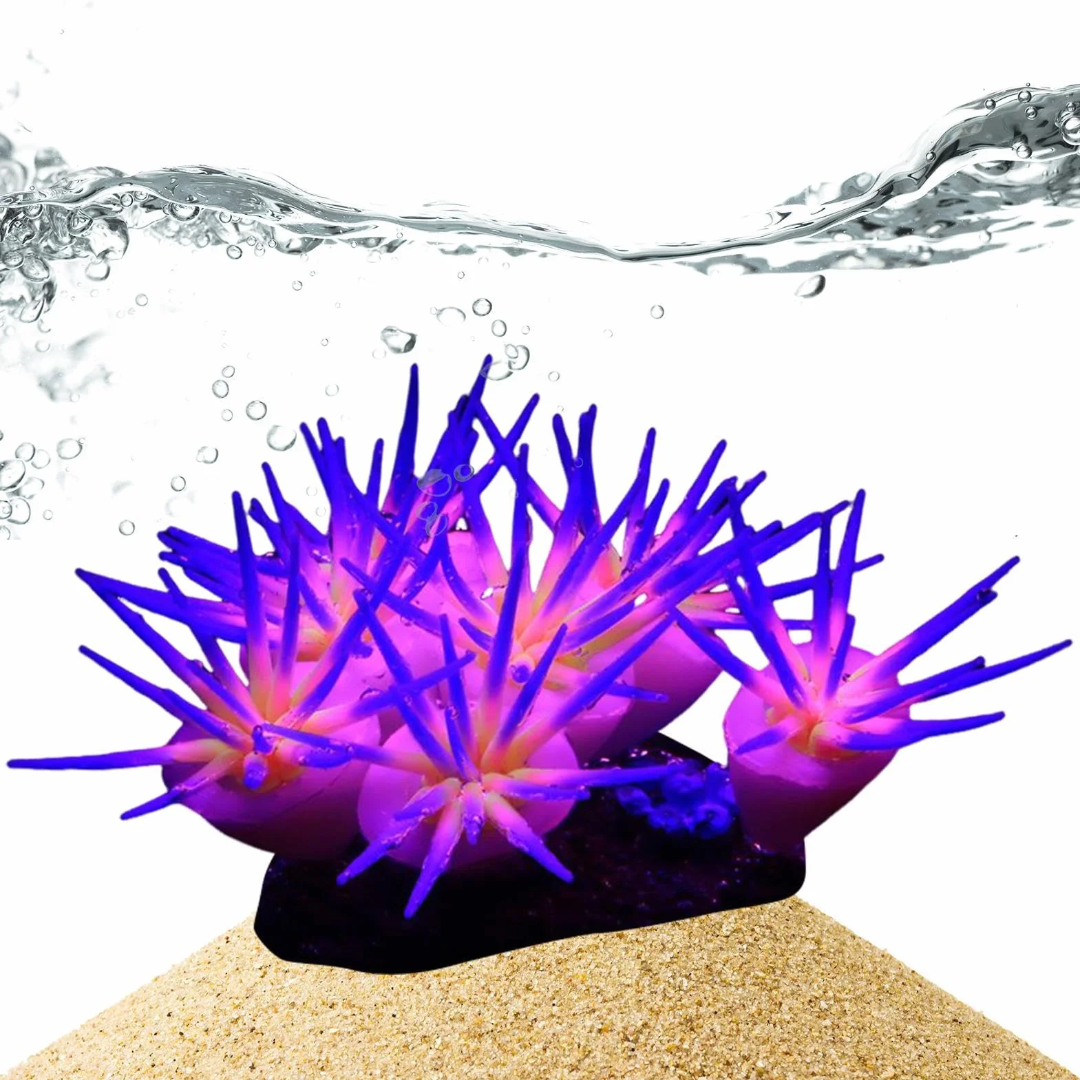 Générique Fish Tank Glowing Coral Ornaments Silicone Soft Coral Decorations 3.94x2.36in Artificial Luminous Aquarium Plants Freshwater
