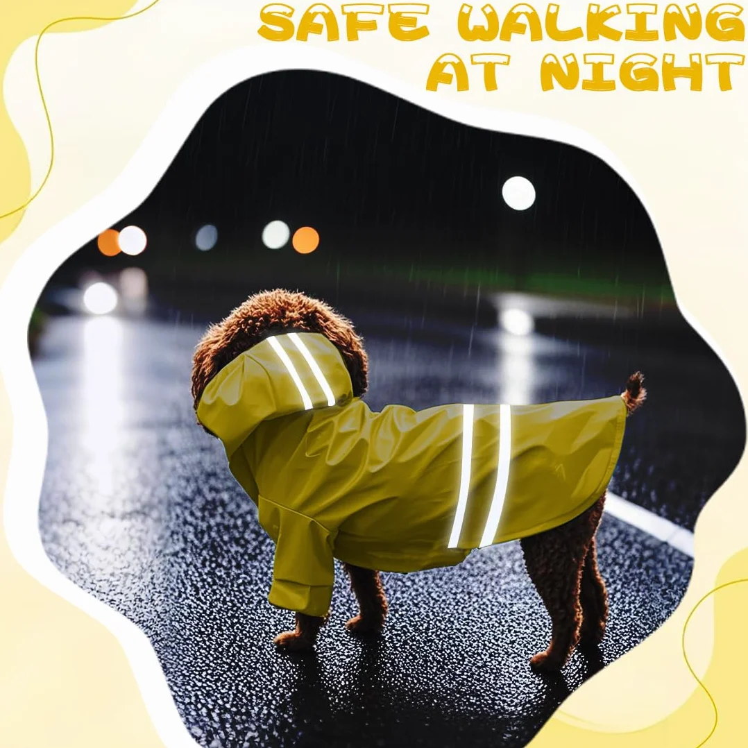 Manteau de Pluie Réfléchissant Imperméable pour Chien avec Capuche, Poncho Léger et Aéré pour Petites et Moyennes Races, Jaune (1.5-2.5 kg)