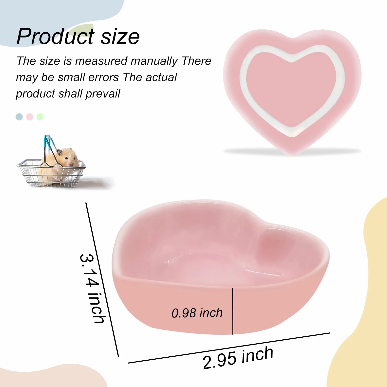 Bol céramique en forme de cœur pour hamster, cochon d'Inde, gerbille, hérisson, chinchilla, perroquet (rose)