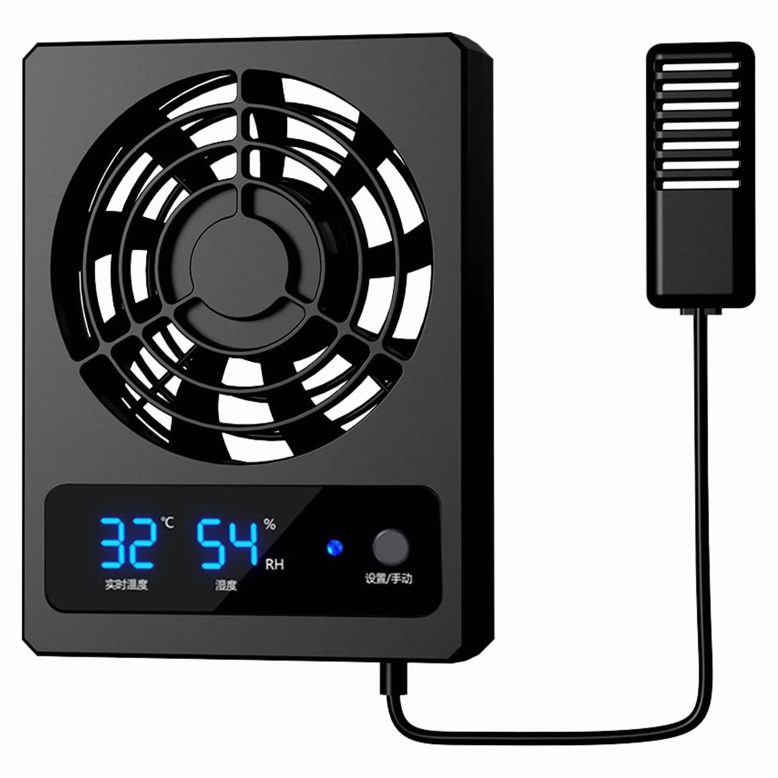 Fan de reptile - Gauge d'humidité du reptile intelligent avec affichage LED | Ventilateur de refroidissement, ventilateur de ventilation pour les serpents, terrarium de forêt tropical