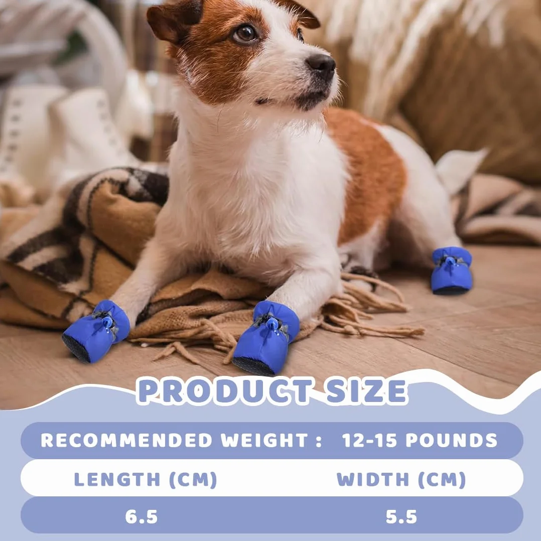 Lot de 4 Bottes Cana Paw Protector, Chaussettes Antidérapantes pour Chiens avec Sangles Réfléchissantes