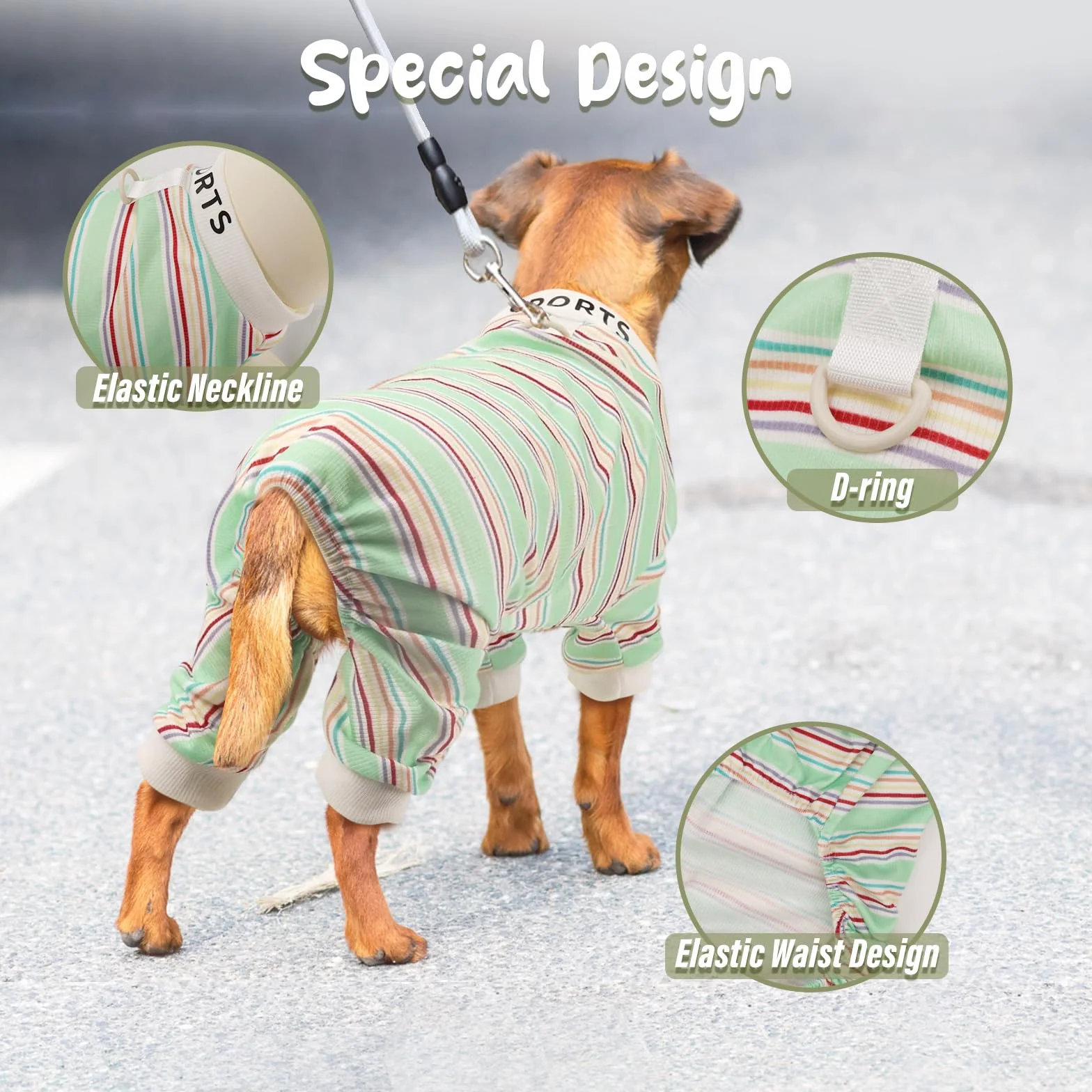 Pyjamas pour chiens et chats, Pull chaud avec laisse à anneau en D Vert XL