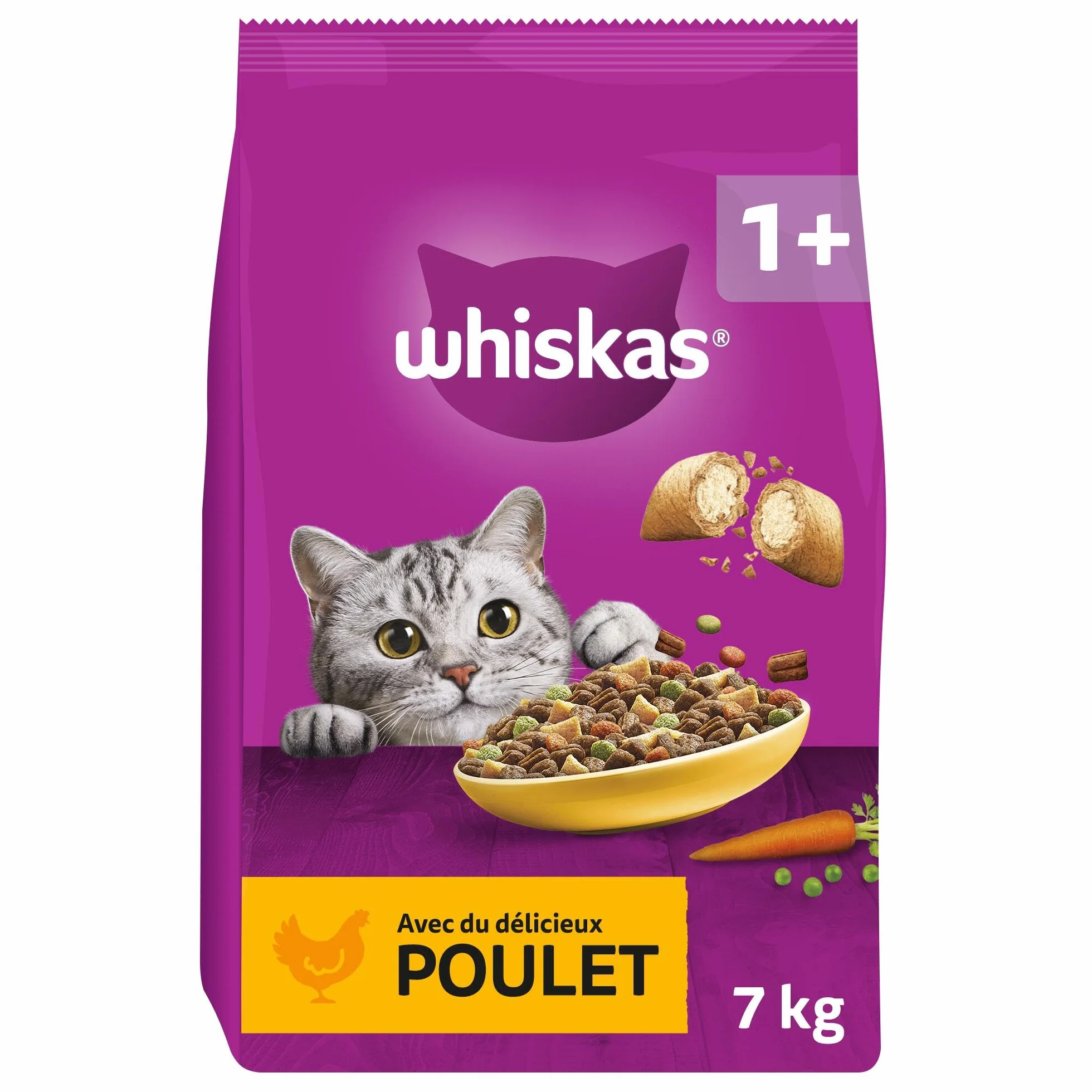 WHISKAS Croquettes pour chat adulte 7 kg au poulet