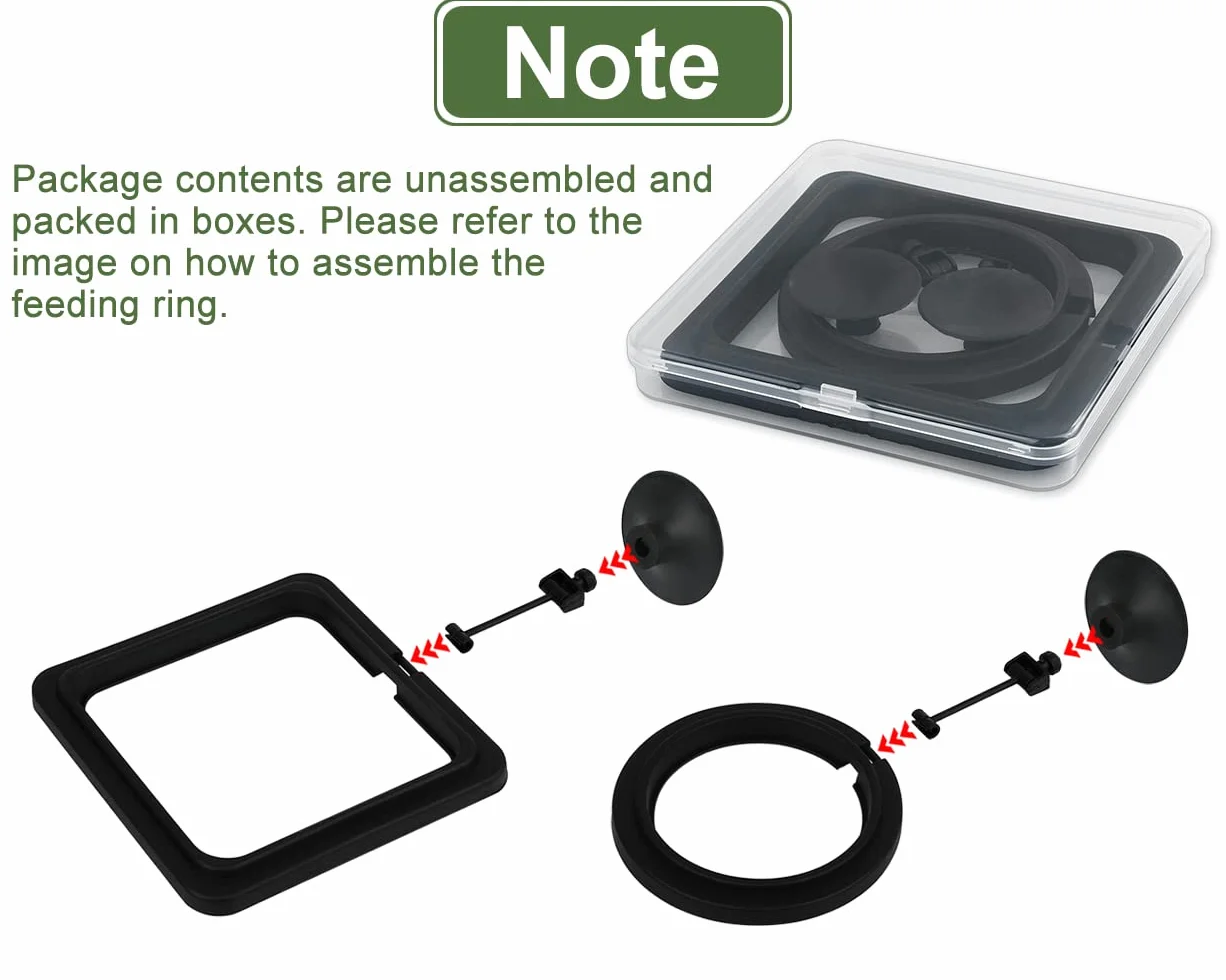 Lot de 2 anneaux flottants pour aquarium Noir avec ventouse