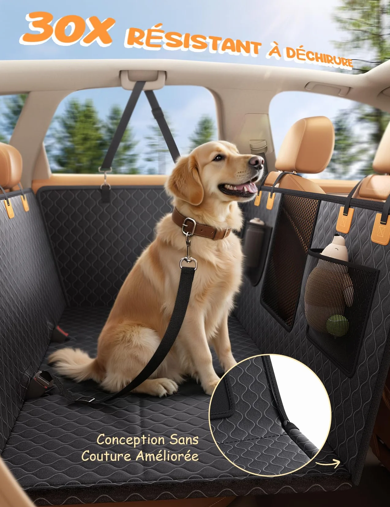 Lamicall Housse Siège Voiture pour Chien - Imperméable Anti-déchirure avec Fenêtre de Visualisation pour SUV Petits Camions
