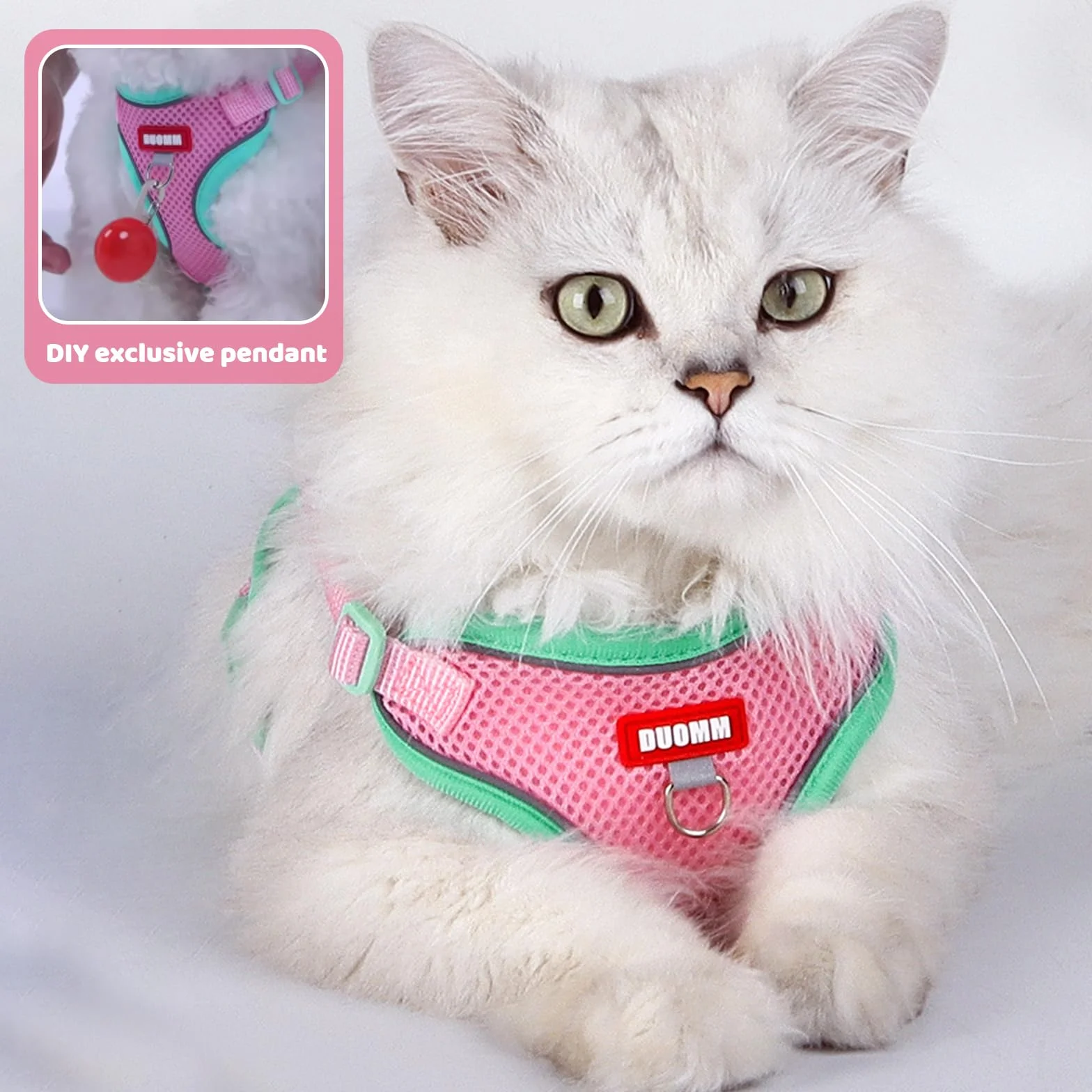 Harnais Chat avec Laisse Rétractable 3m, Réglable pour Chaton, Rose
