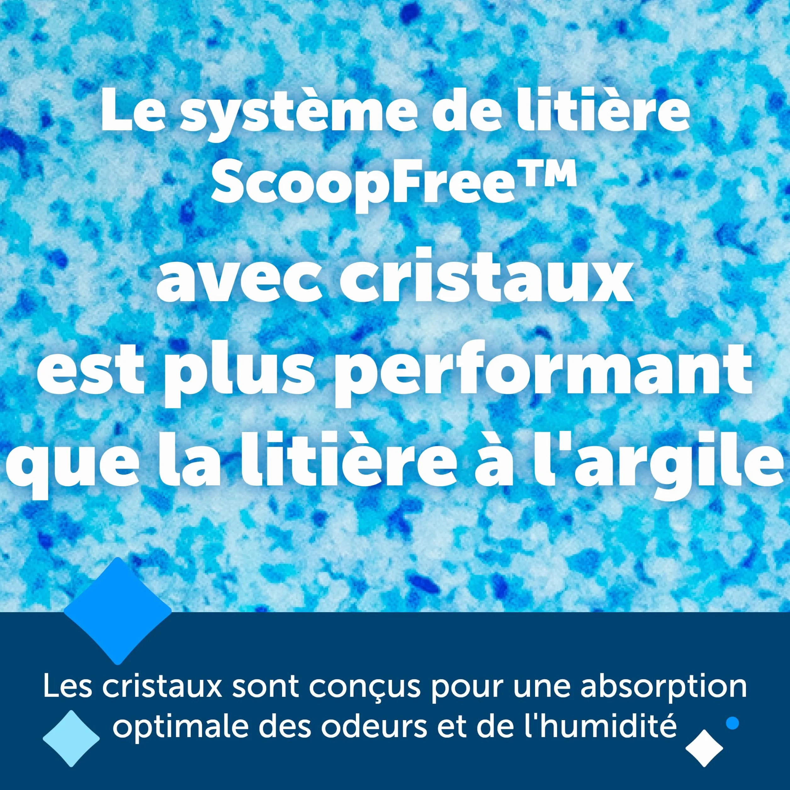 PetSafe ScoopFree Premium Litière pour Chat Non Agglomérante en Cristal - Contrôle des Odeurs, sans Poussière - Bleu Premium, Paquet De 2
