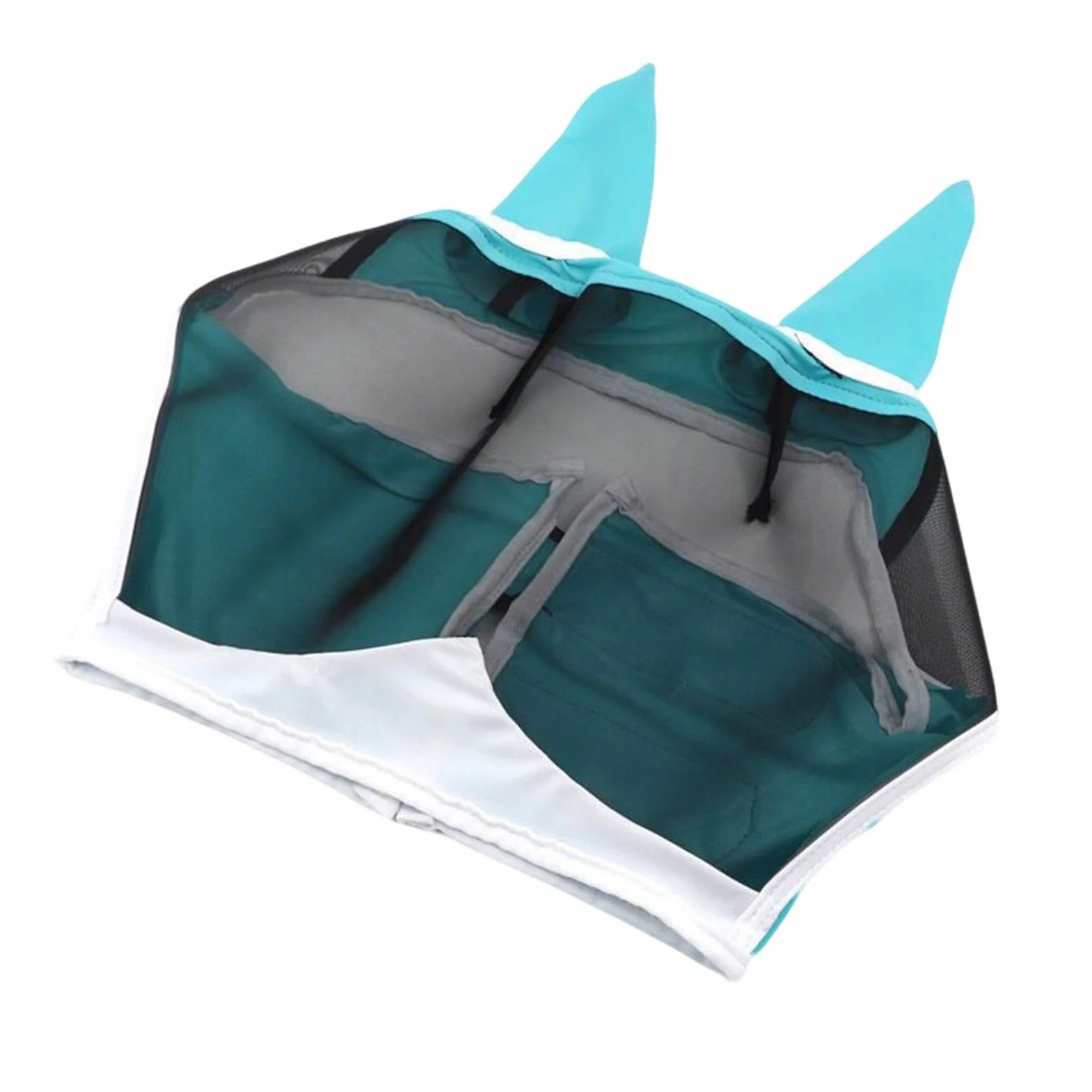 Masque Anti-Mouches pour Cheval, Tissu Respirant Protection UV, Couvre-tête Demi-Visage avec Oreilles et Bandeau élastique