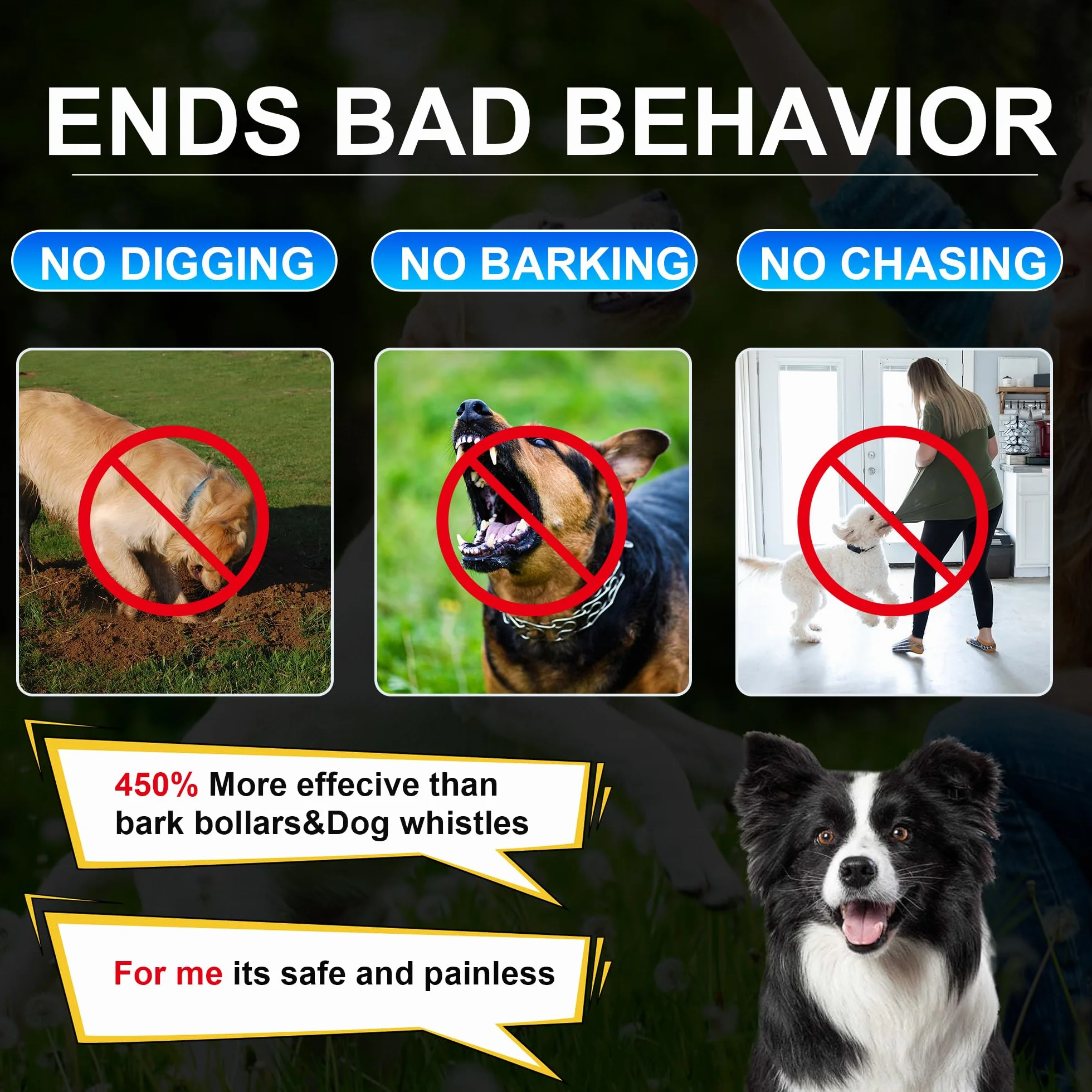 Dispositif Anti-aboiement Ultrasons 3 Niveaux pour Chien, Contrôle Aboiements Extérieur