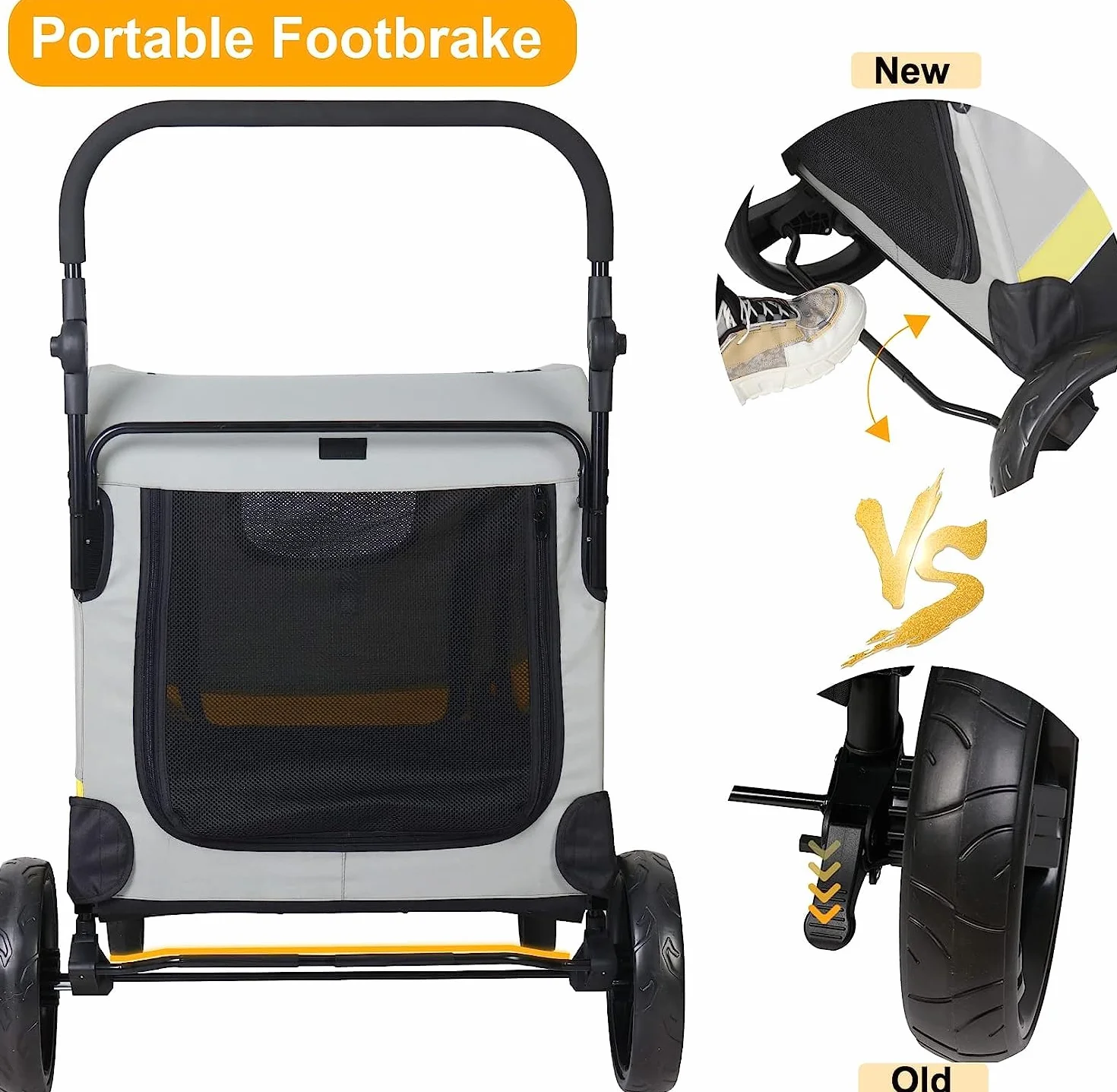 BingoPaw Poussette pour Chien Pliable 55kg Chariot Grand Chien Tissu 600D Oxford
