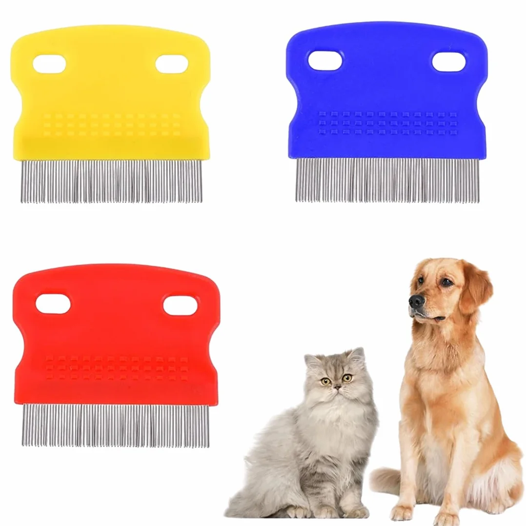 Peignes anti-puces 3 Pièces pour chats et chiens Peigne de toilettage à dents fines