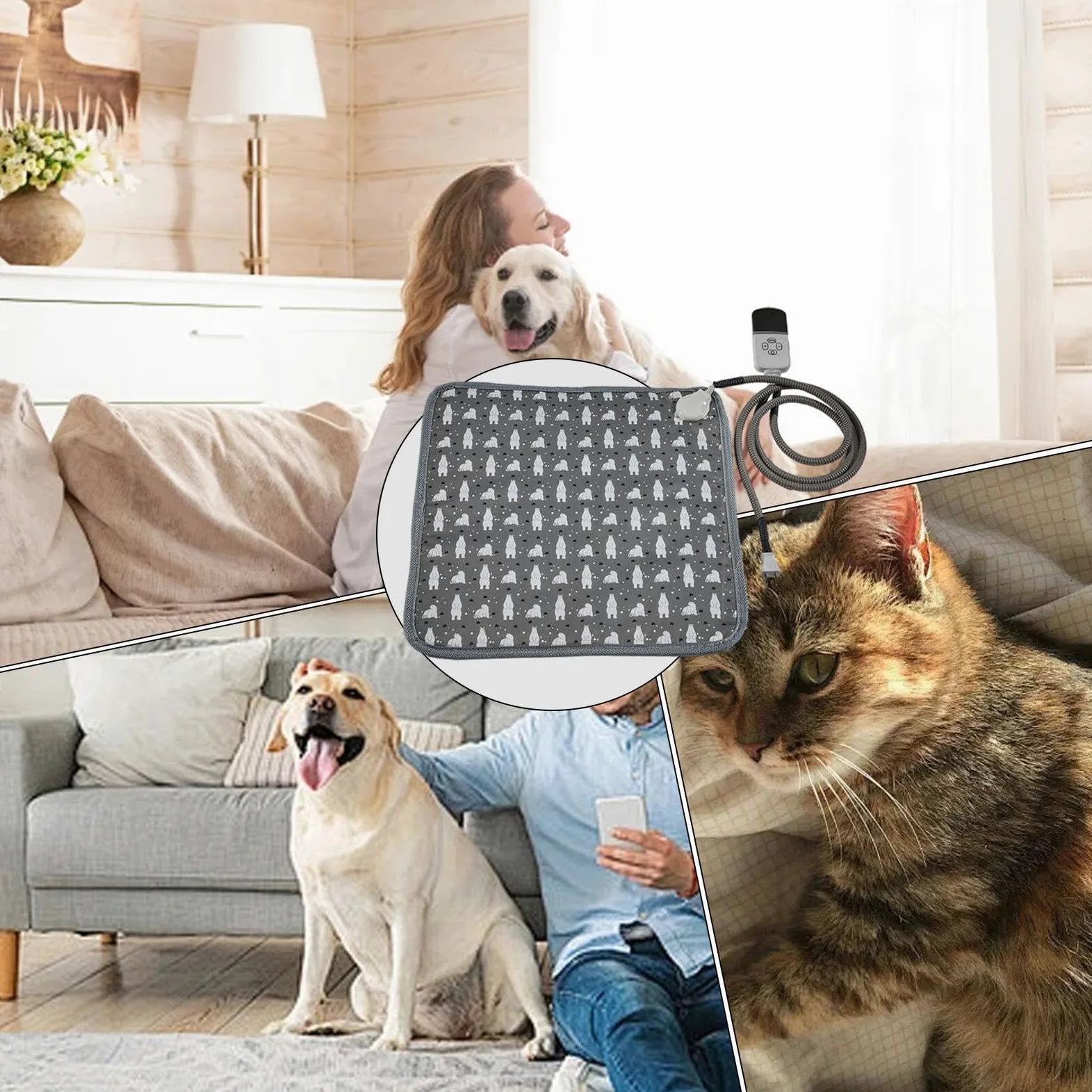 Tapis Chauffant Pour Chat Électrique Imperméable 9 Réglages de Température | Tapis et Couverture Chauffants pour Petits Chiens pour Petits et Grands Chiots Chatons Intérieur et Extérieur