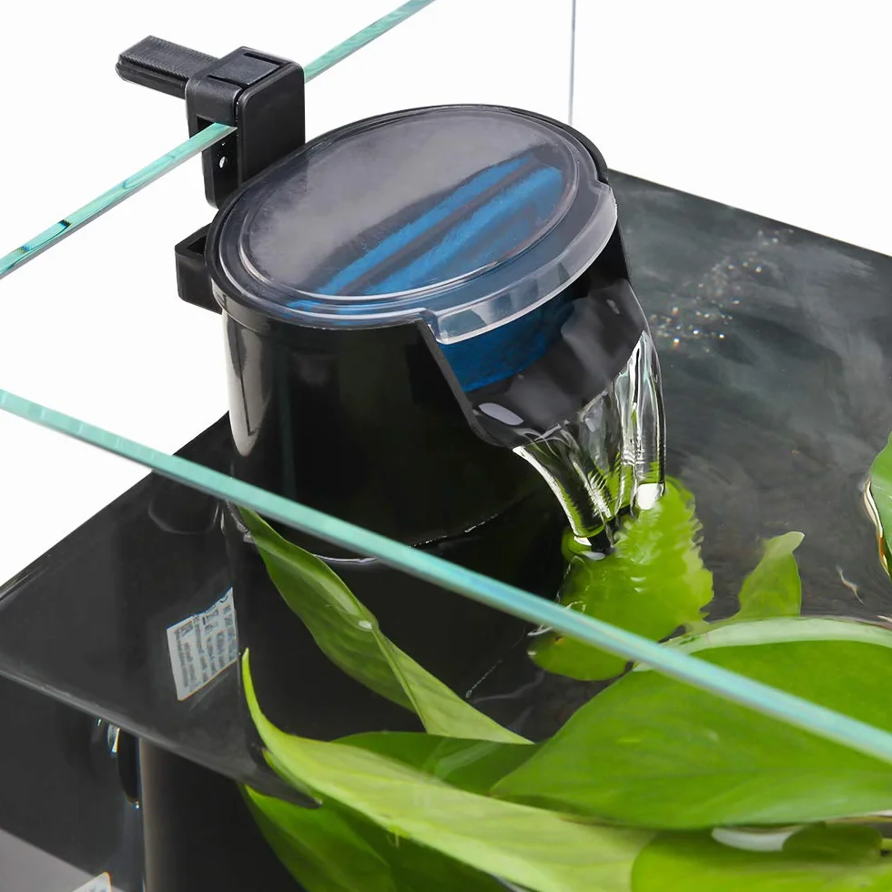 SENZEAL Tortue Basse Eau Cascade Filtre Pompe Fish Tank Externe 5W 220V 400L/H Noir