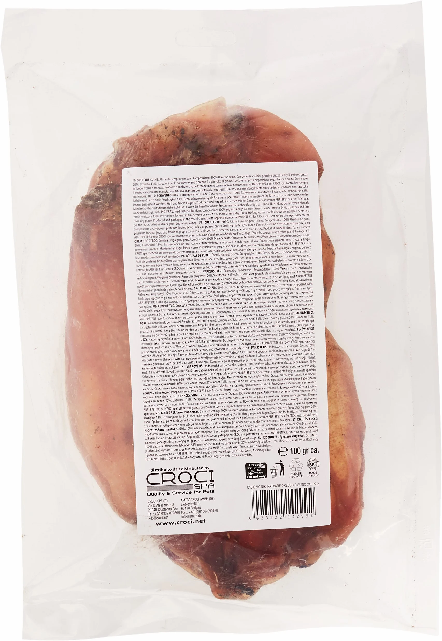 CROCI King Snack Oreilles de Porc pour Chien Taille XXL 2 Pièces