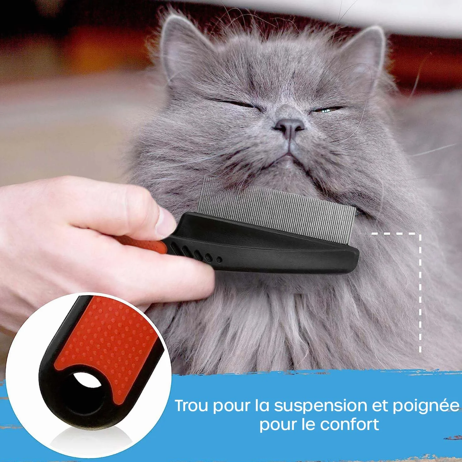 volila Peigne Anti Puces Chien - Peigne Anti Puces pour Chat 15 cm - Dents Fines pour Protéger Votre Animal des Puces & Tiques - Peigne Chat Technologie Douce & Sûre