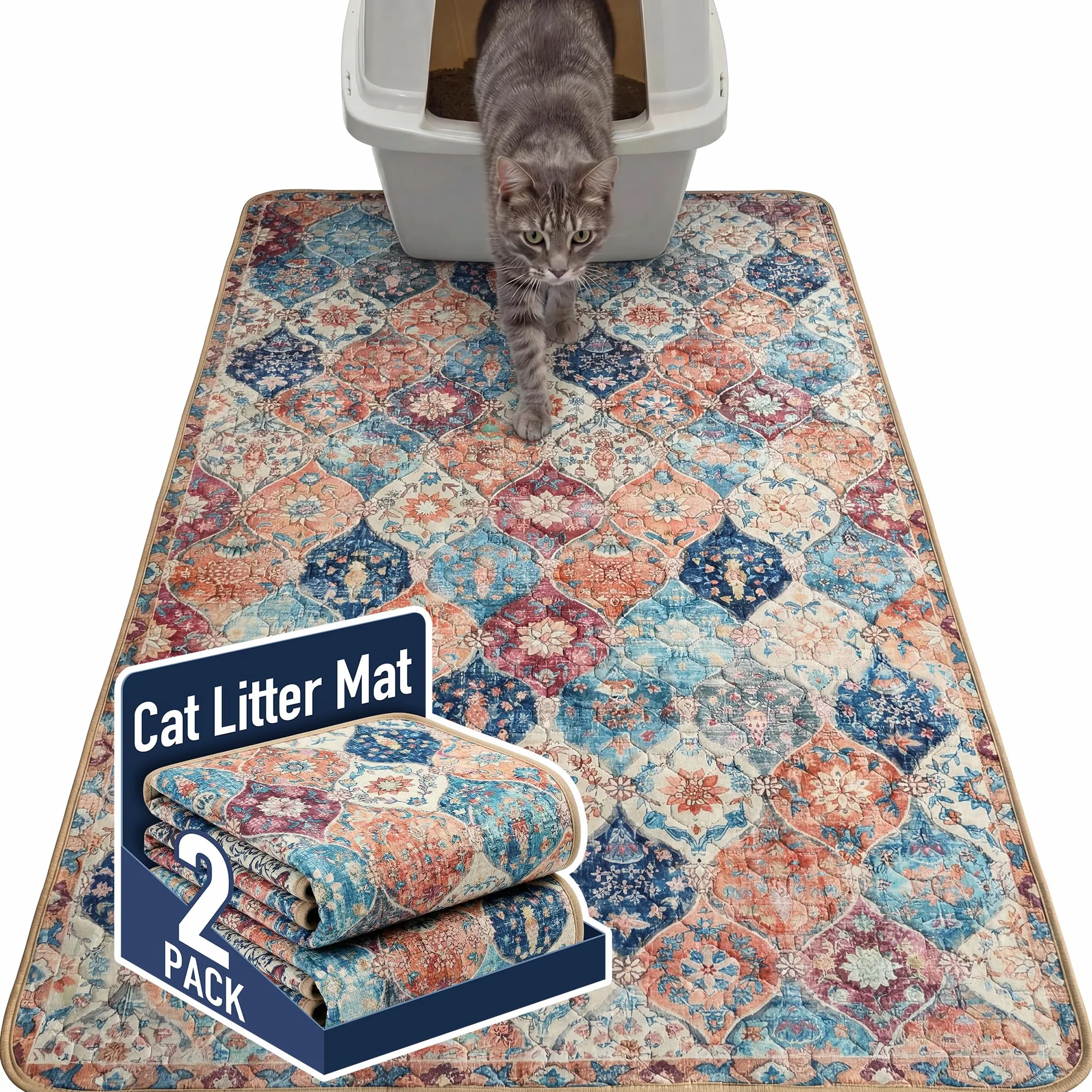 Hompet Lot de 2 tapis hygiéniques réutilisables pour chiens, antidérapants et lavables pour le sol, 89 x 152 cm, crème