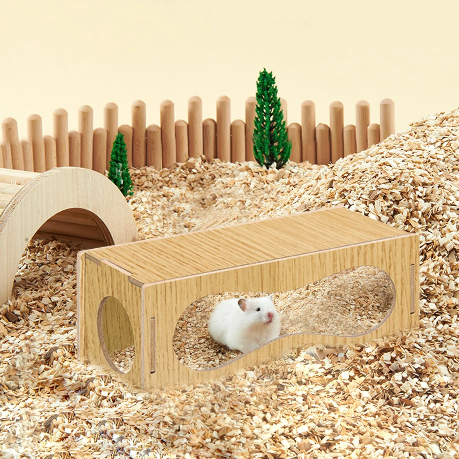 Niche en bois pour hamster - Accessoire pour activités de vie, jouets et décoration - Taille S