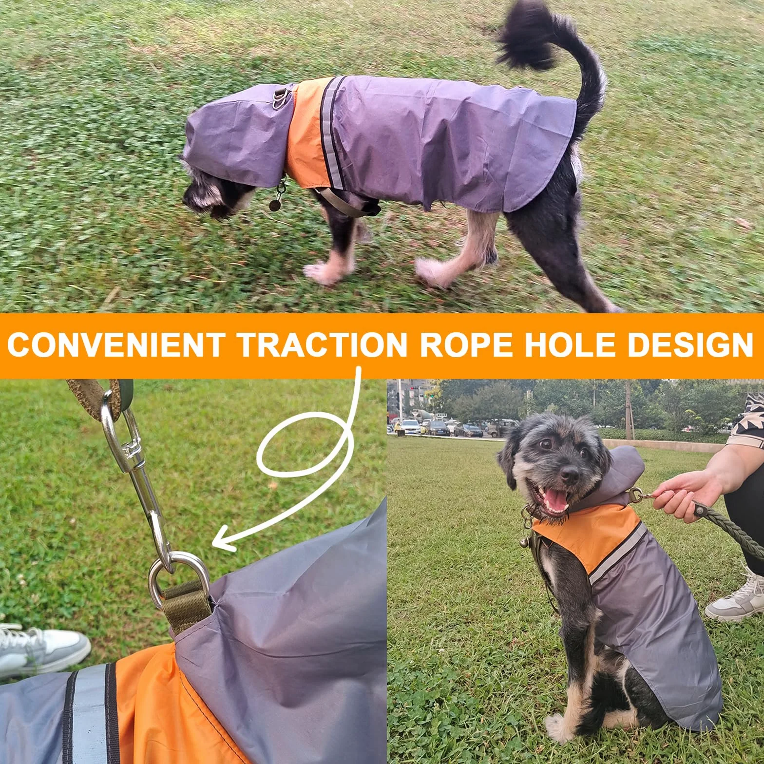 Imperméable pour chien avec capuche bandes réfléchissantes ultra-léger respirant petite moyenne grande taille
