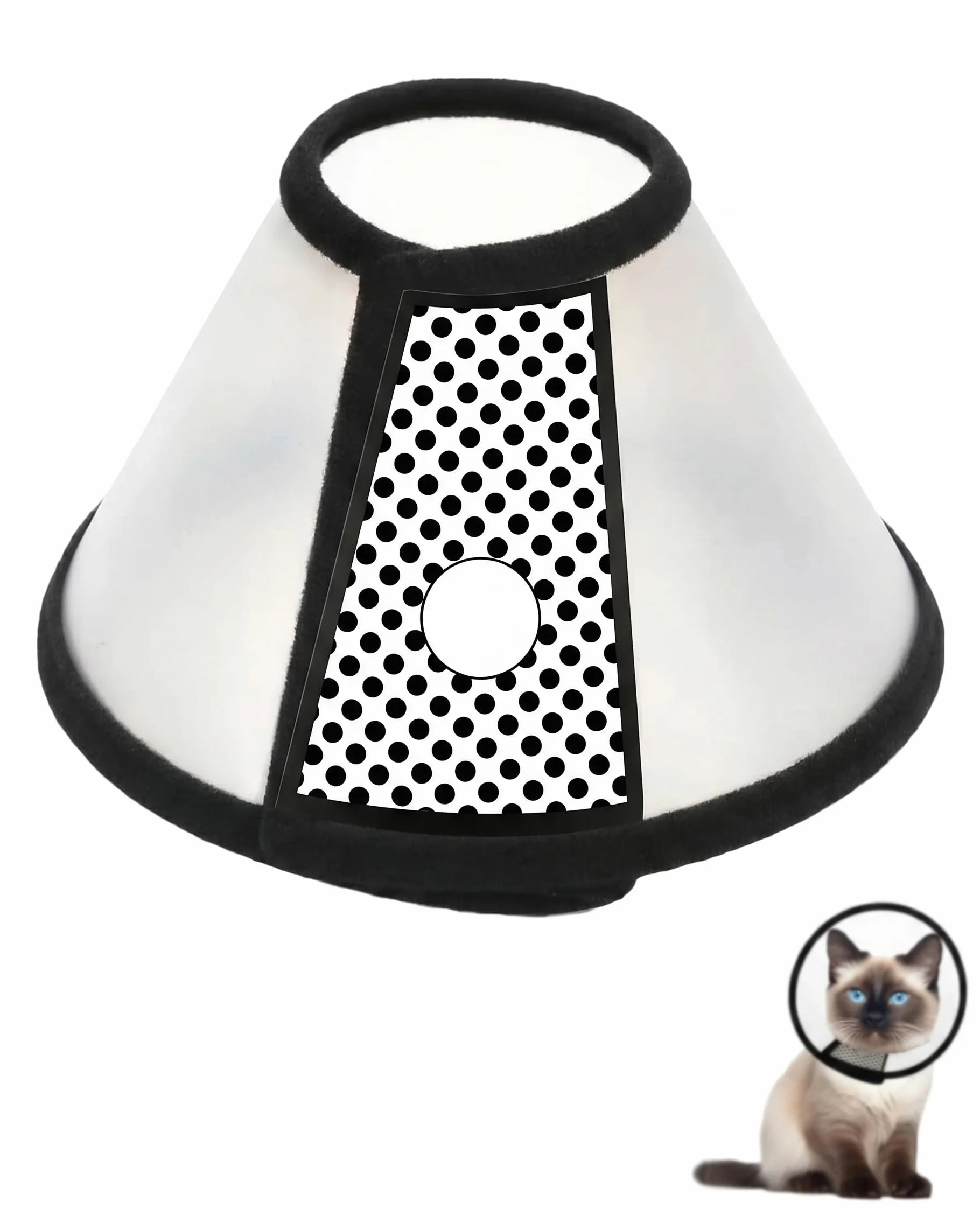 Collerette Chat Cône Plastique Protecteur Anti-Morsure Taille 18-22Cm Noir Et Blanc