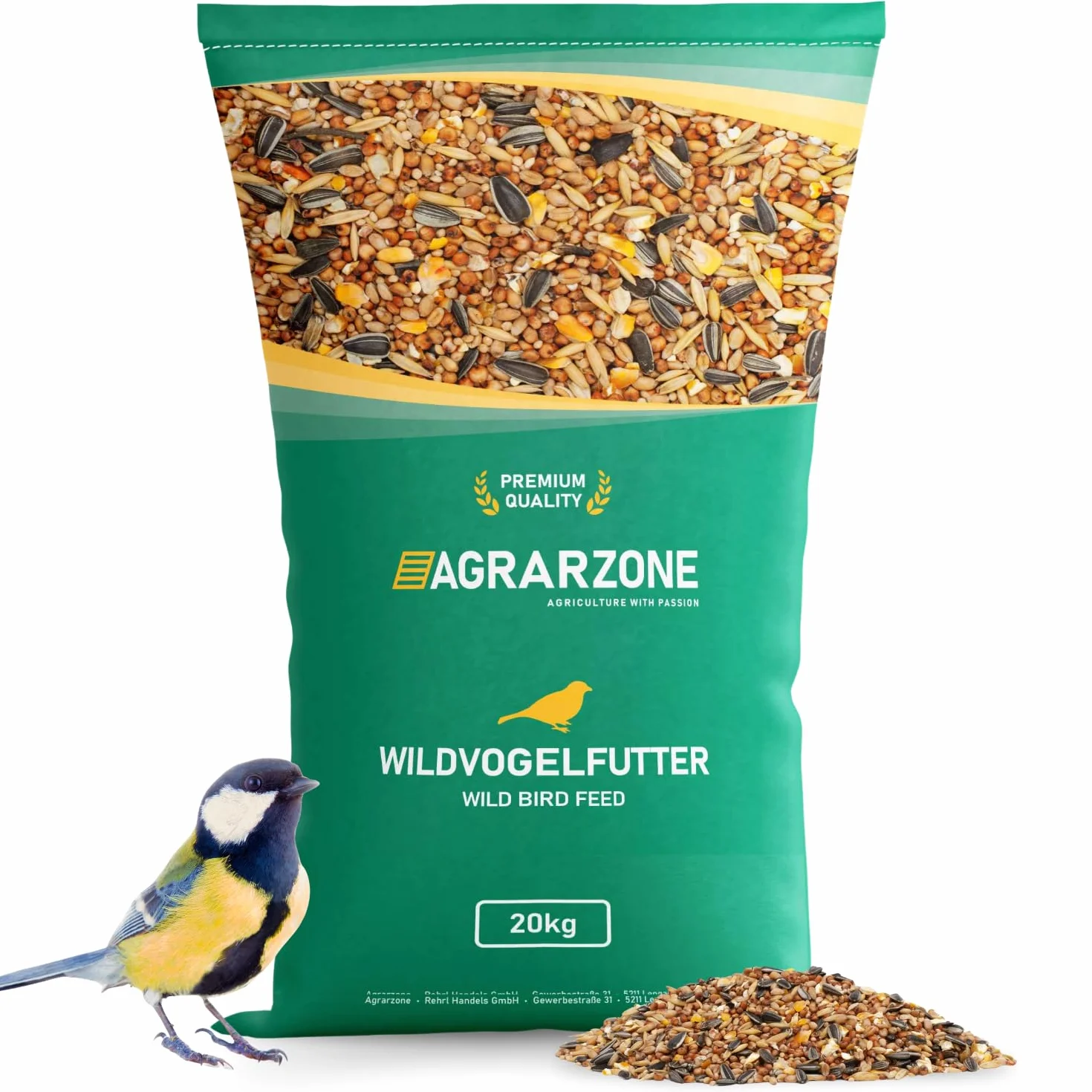 Nourriture pour Oiseaux Sauvages 20 kg - Mélange de Graines de Tournesol sans Poussière
