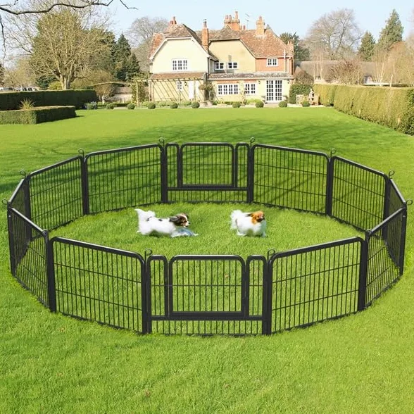 Yaheetech Parc pour Chien 12Panneaux Chenil Enclos en Métal 80 x 60 cm Noir | Clôture modulables pour chien, chiots, lapins, canards Cage pour Chien Barriere chien à loquet intérieur/extérieur Pliable