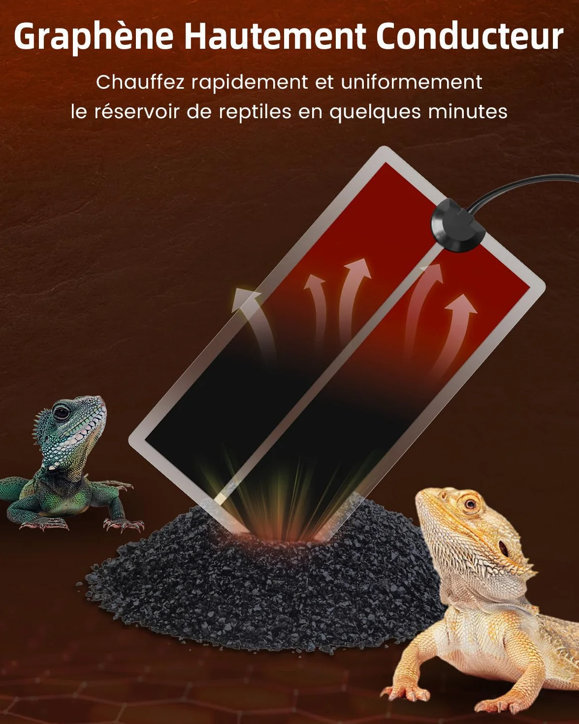 Glowup 7W Reptile Vivarium Tapis de Chauffage avec Réglage de la Température pour Reptiles, Tortues, Serpents, Lézard