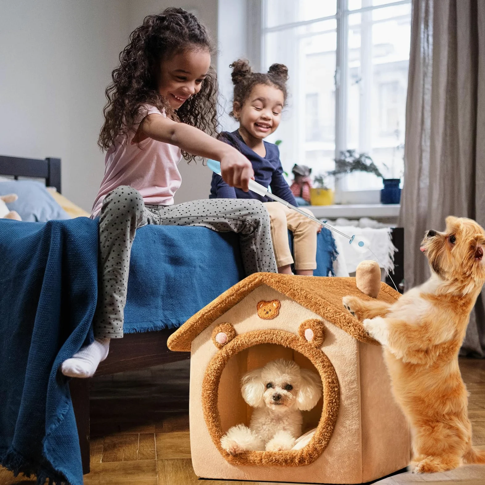PETCUTE Niche Animaux de Compagnie Interieur,Lavable Lit De Grotte pour Chat,Panier Doux Chaud pour Chat Chien avec Fond Antidérapant,Maison Pliable pour Animal de Compagnie avec Lavable Oreiller
