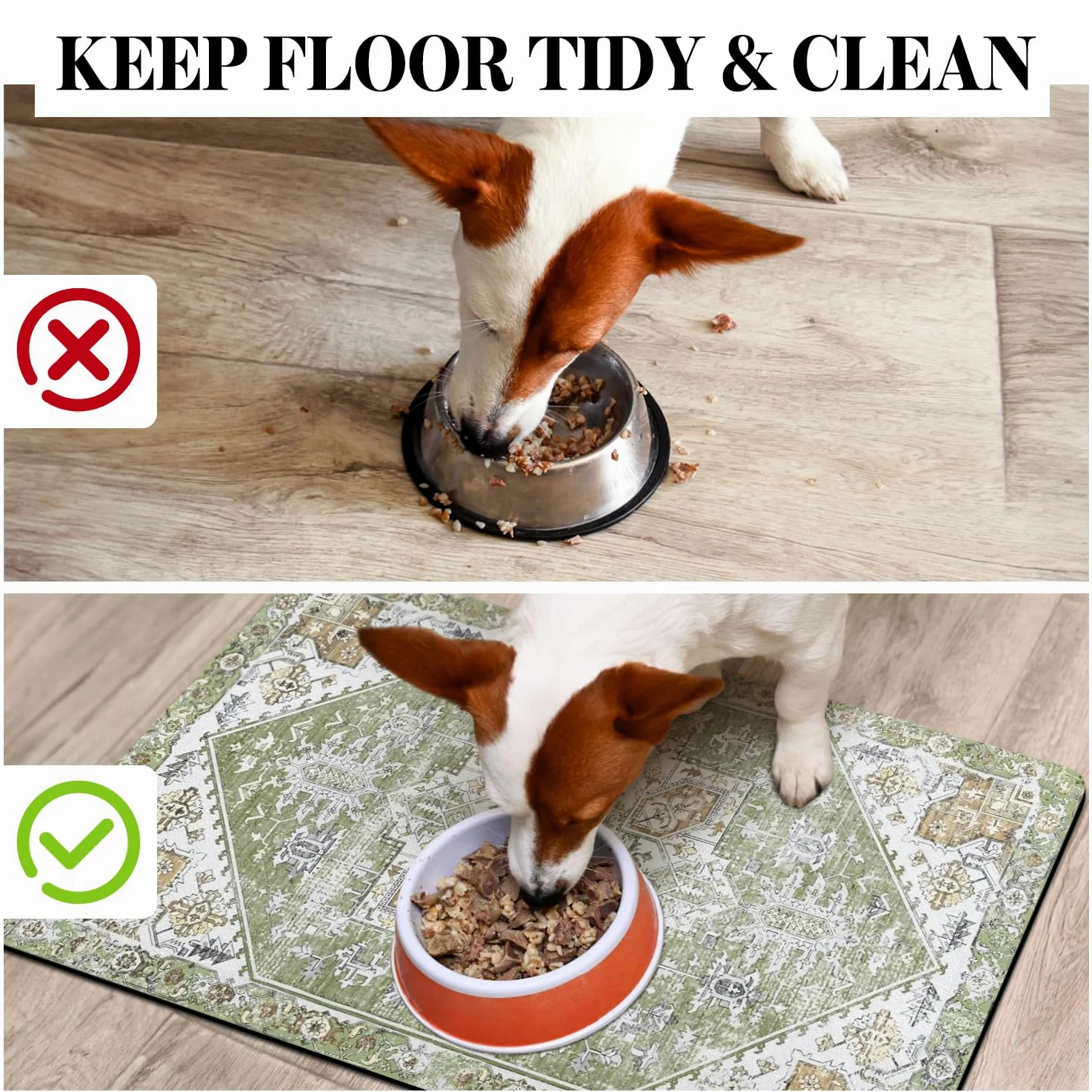 Tapis de nourriture pour chien pour sols, tapis absorbant pour gamelle pour chien pour distributeur de nourriture et d'eau, tapis de nourriture à séchage rapide pour chat