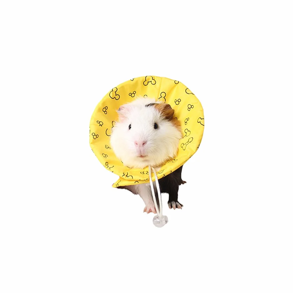 Confortable Collerette de Protection de Récupération de Tissu pour Hamster Lapin Petits Animaux (Jaune, Diamètre: 3cm)