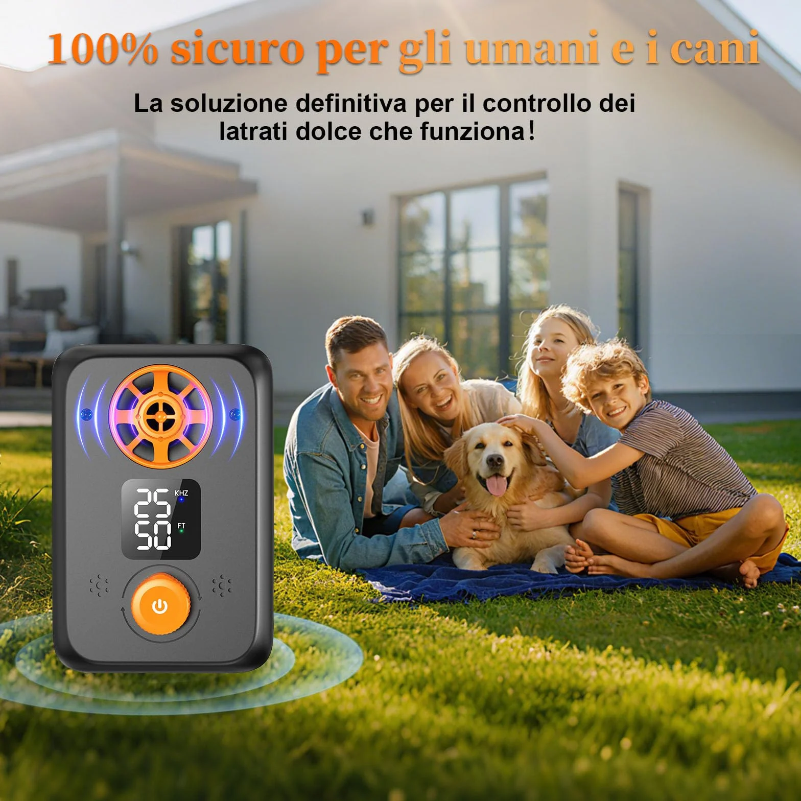 Appareil Anti-Aboiement Ultrasonique Chien 5 Fréquences Ajustables 3 Portées Intérieur Extérieur