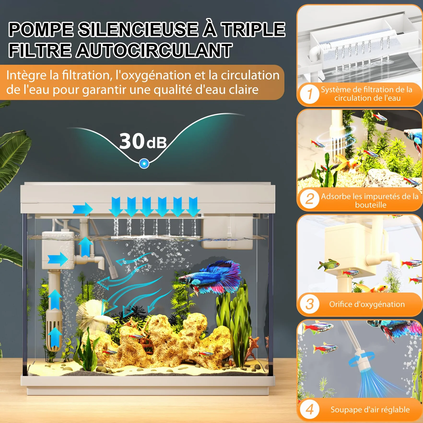 Aquarium 9L avec Humidificateur Intelligent 3 en 1, Affichage Température, Éclairage 7 Couleurs, Écran UHD