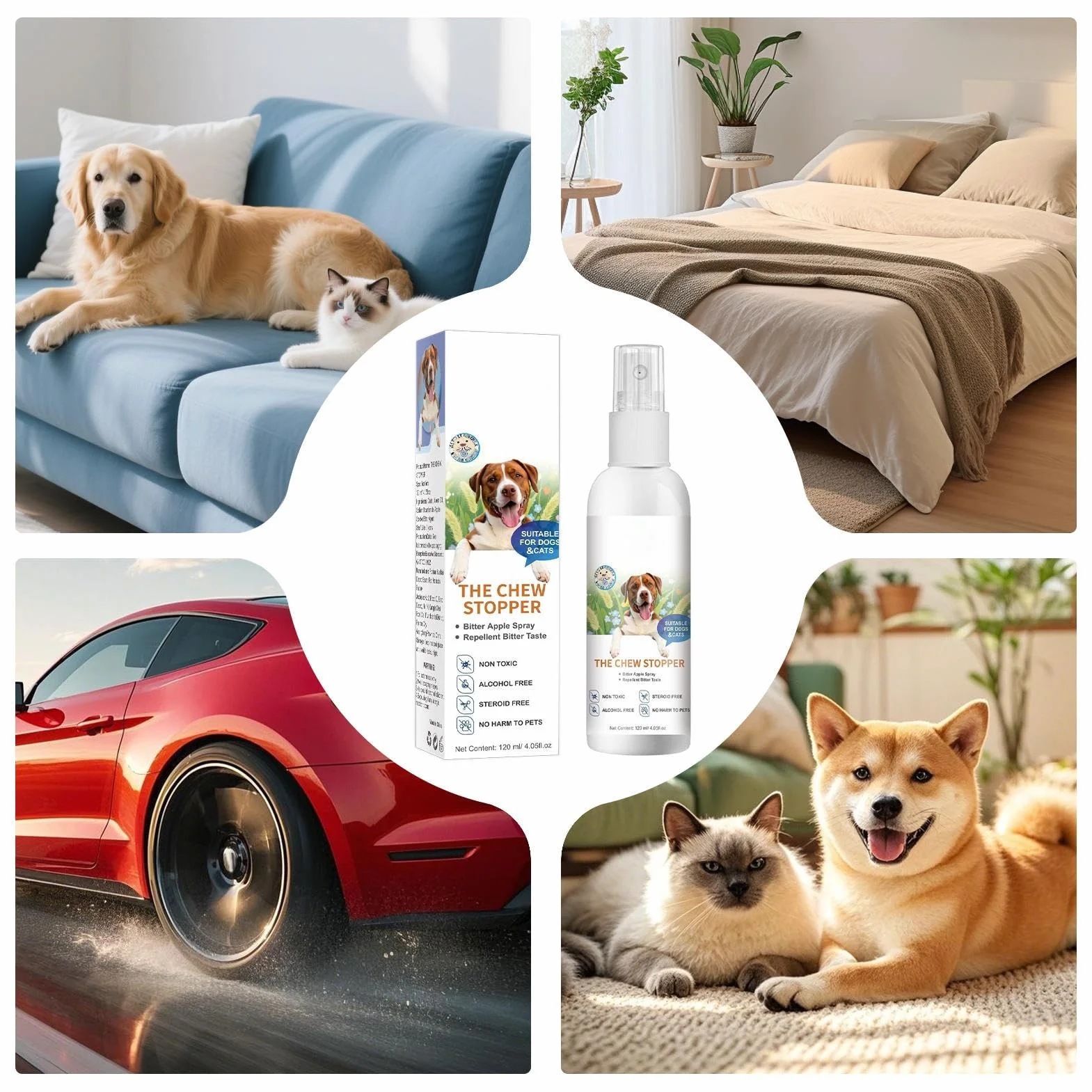Spray Anti-pour Chiens d'intérieur d'Apprentissage de la Propreté pour Chiot Aide au Comportement Urine Déjections Canines Meubles Tapis