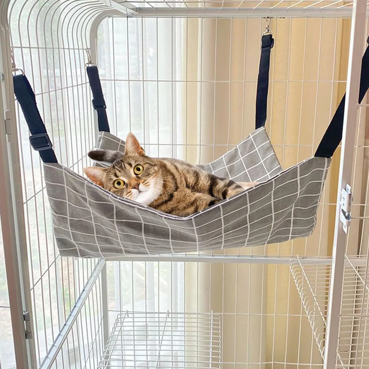 Hamac pour chat, cage pour animaux de compagnie, bretelles réglables, convient aux animaux pesant jusqu'à 9 kg (57 x 47 cm)